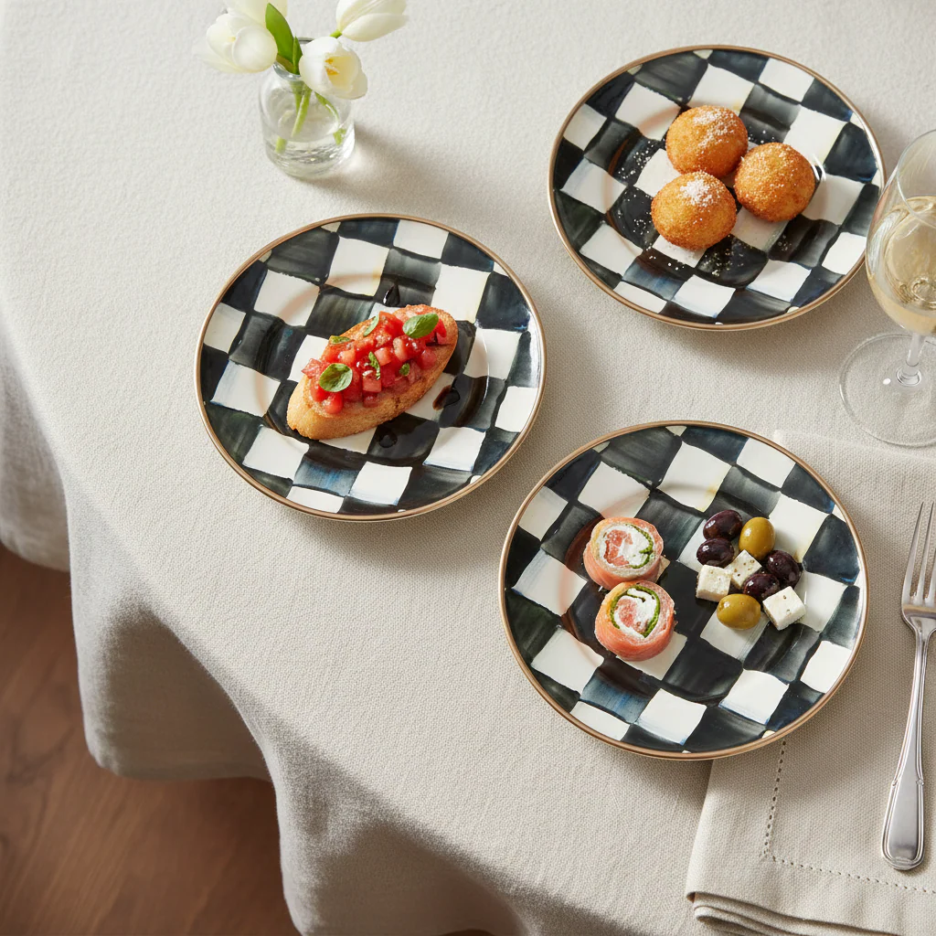 Mackenzie-Childs Courtly Check Enamel Appetiser plates (set of 4) - Image 2