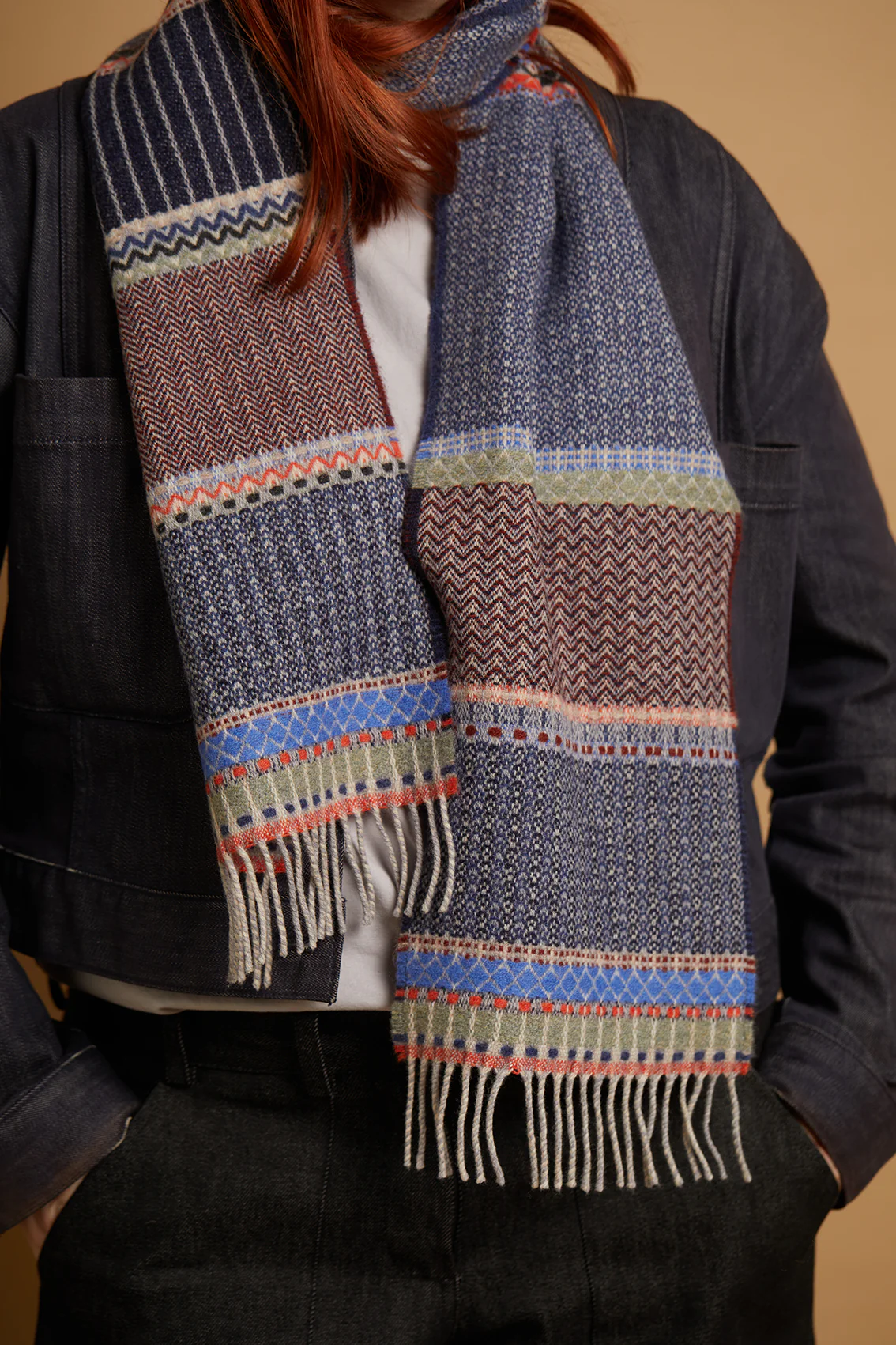 Cassia Blue 100% Merino Lambswool Scarf - Image 4