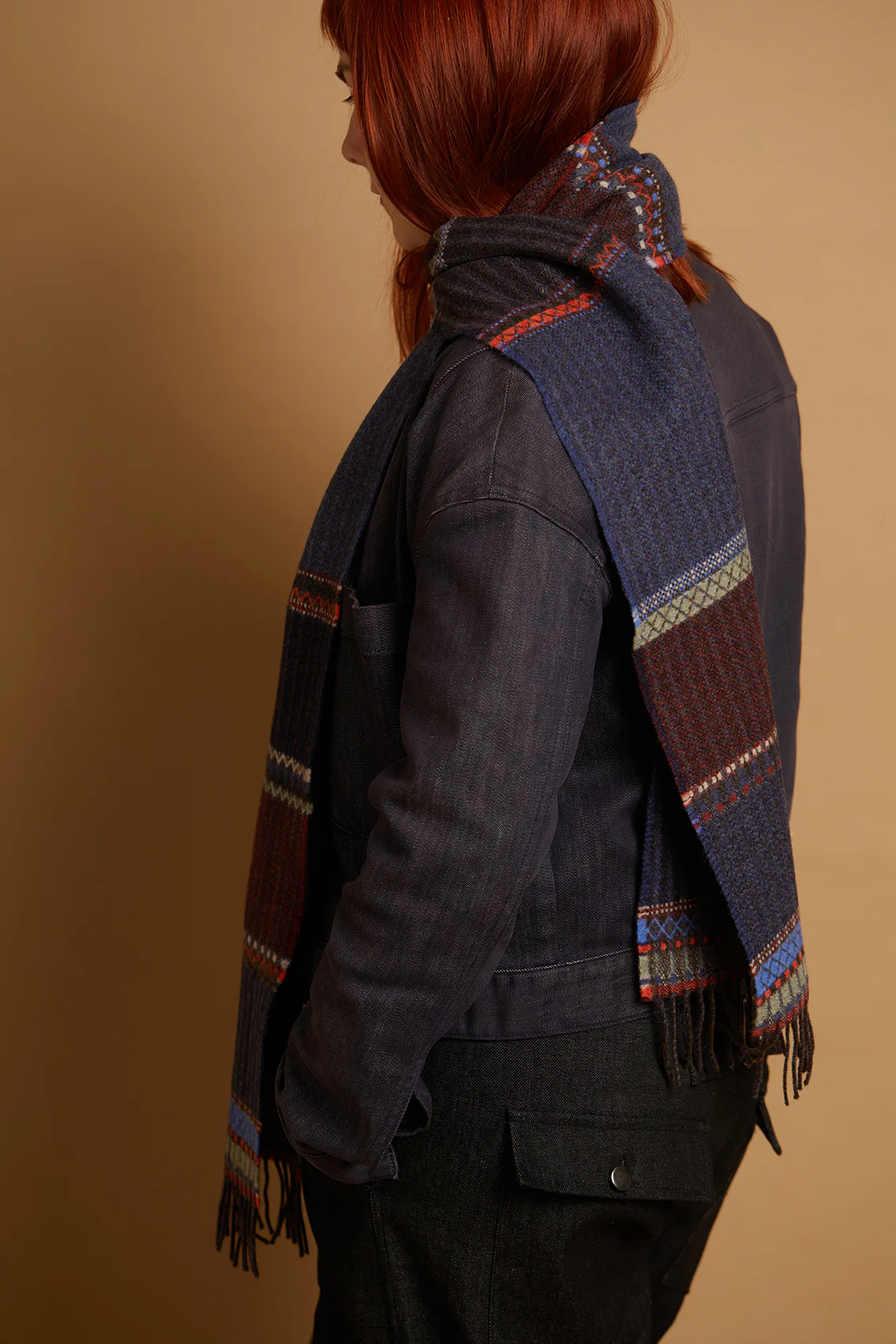 Cassia Blue 100% Merino Lambswool Scarf - Image 9