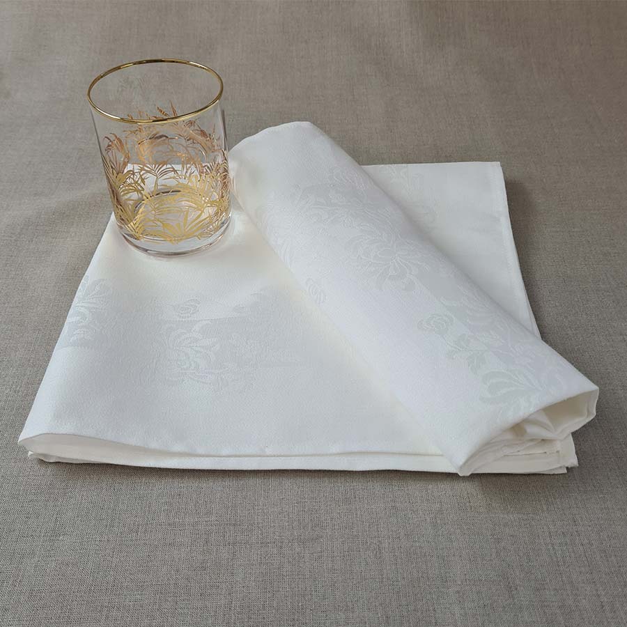 Irish Linen Single Damask Chrysanthemum Table Linens - Image 2