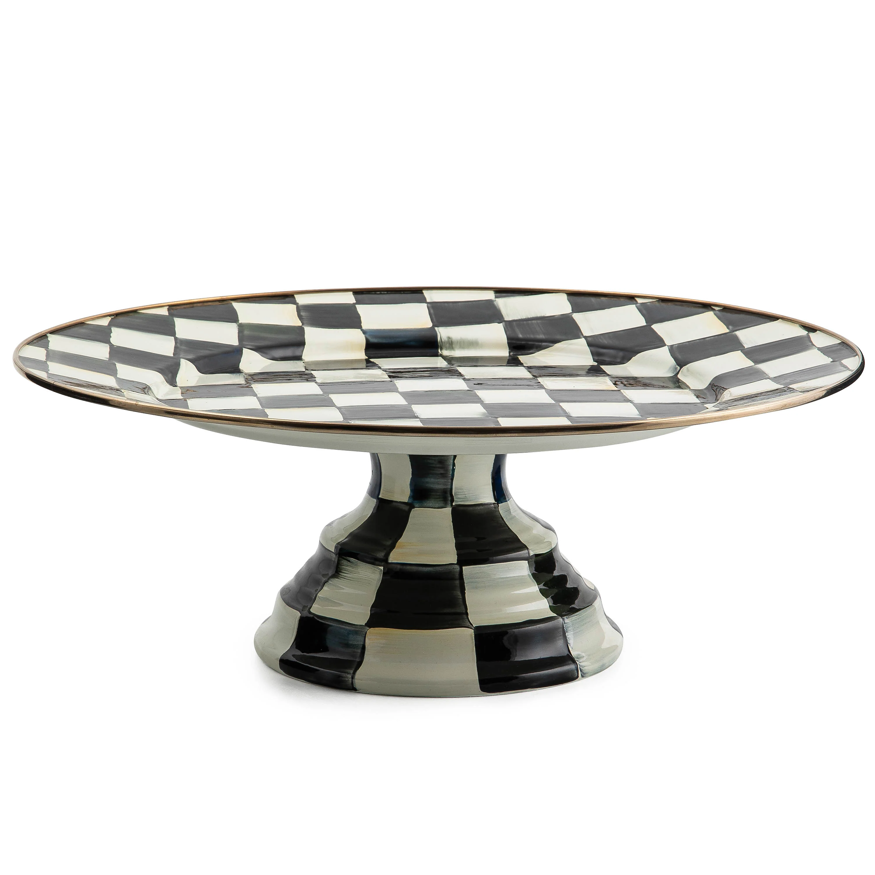 MacKenzie-Childs Courtly Check Enamelware Pedestal Platters - Image 2