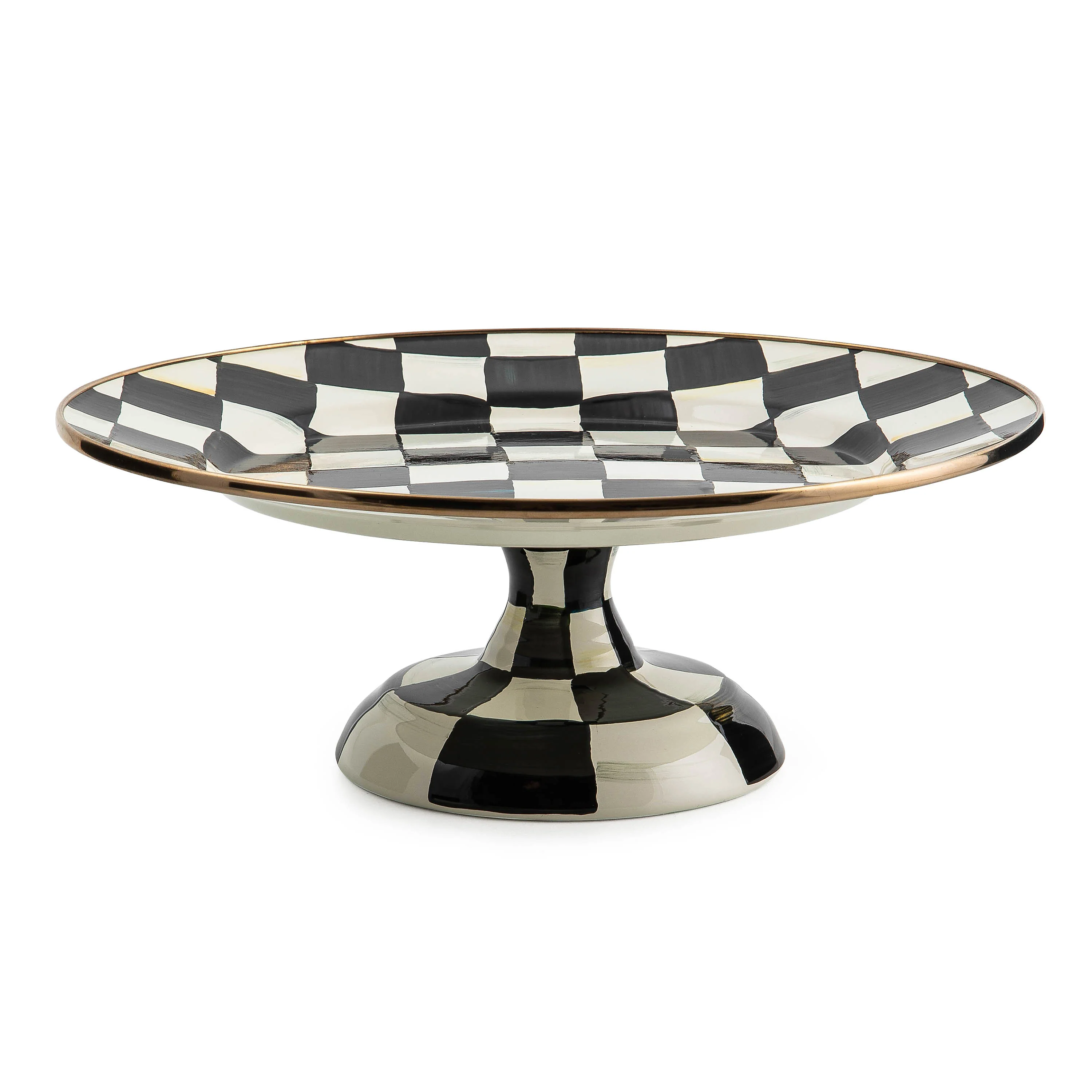 MacKenzie-Childs Courtly Check Enamelware Pedestal Platters - Image 4