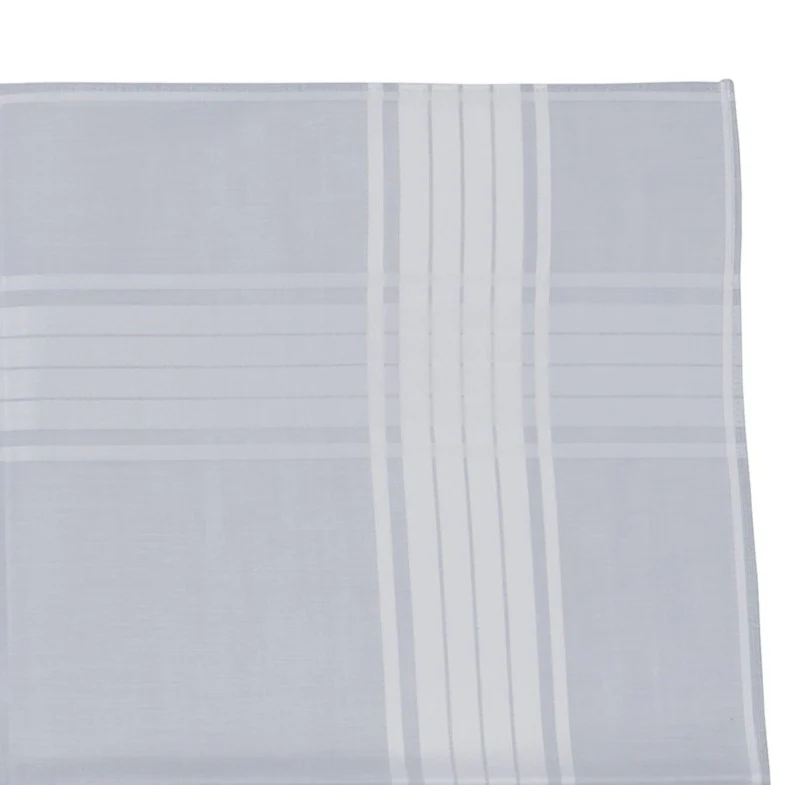 Lehner Men's Swiss Cotton Handkerchiefs - Six Stripes Border - Image 2
