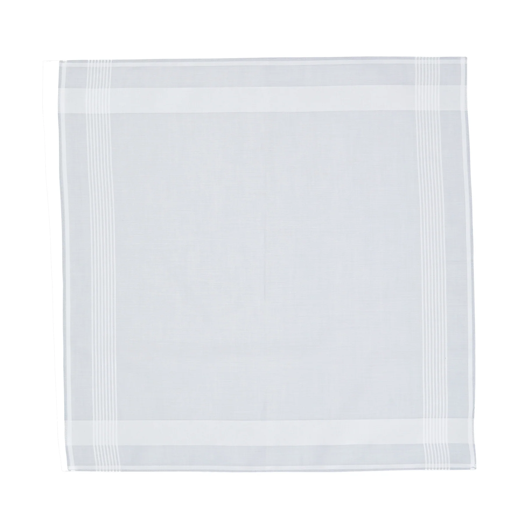 Lehner Men's Swiss Cotton Handkerchiefs - White Band & Eight-Stripe Border - Image 2