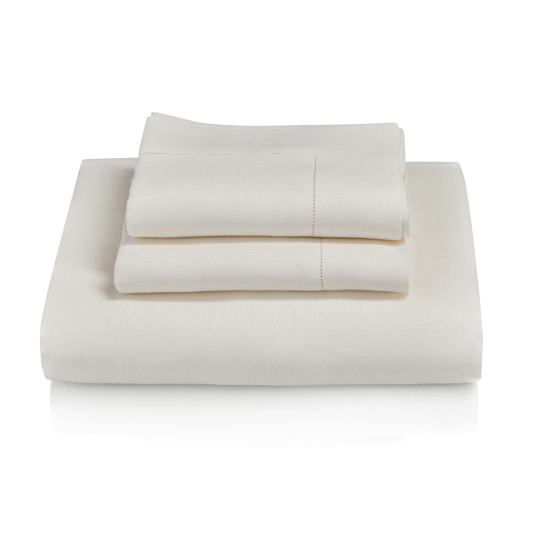 Graziano Herringbone Pure Linen Bed Linens - Image 2