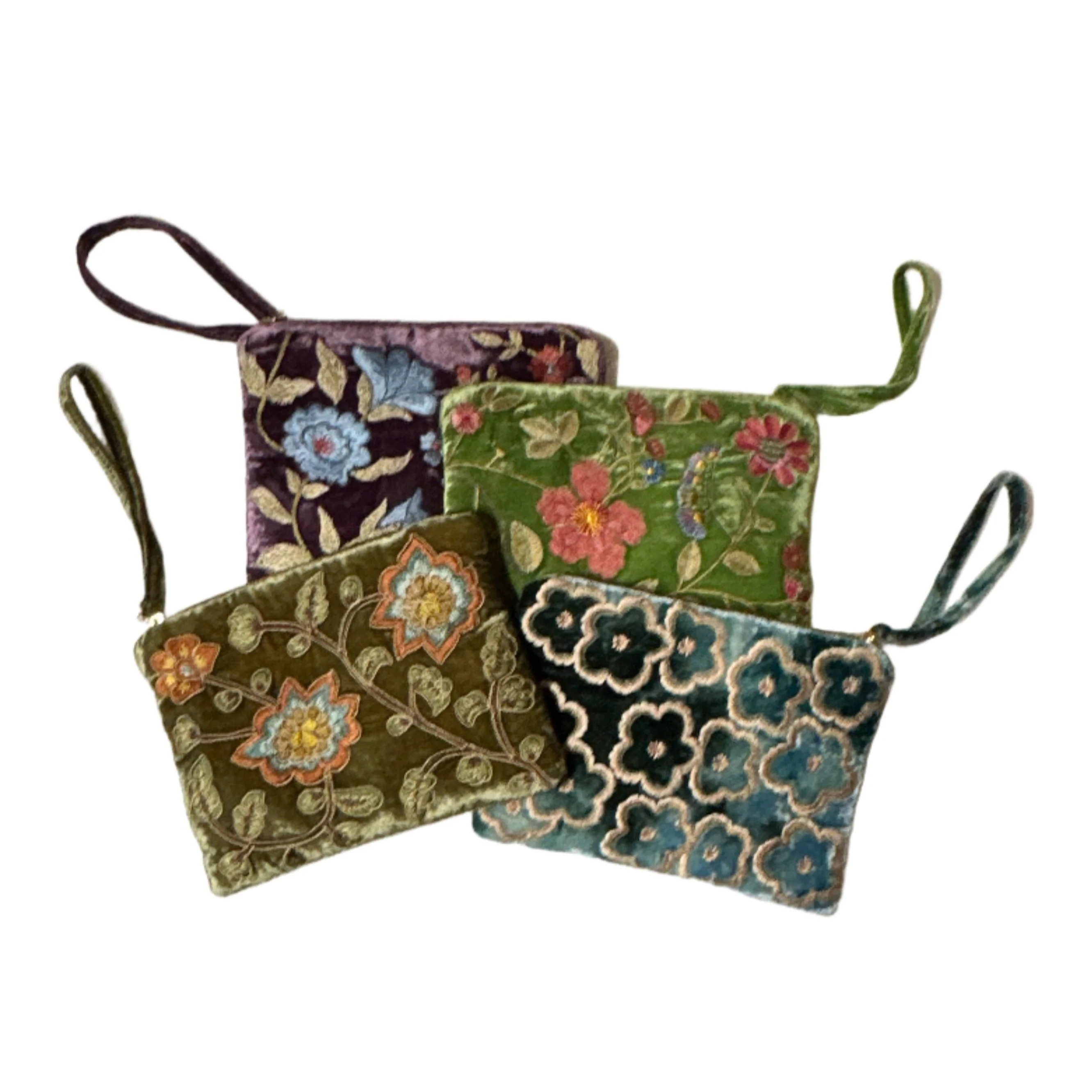 Hand Embroidered Silk Velvet 'Zip Pouch' - Image 3