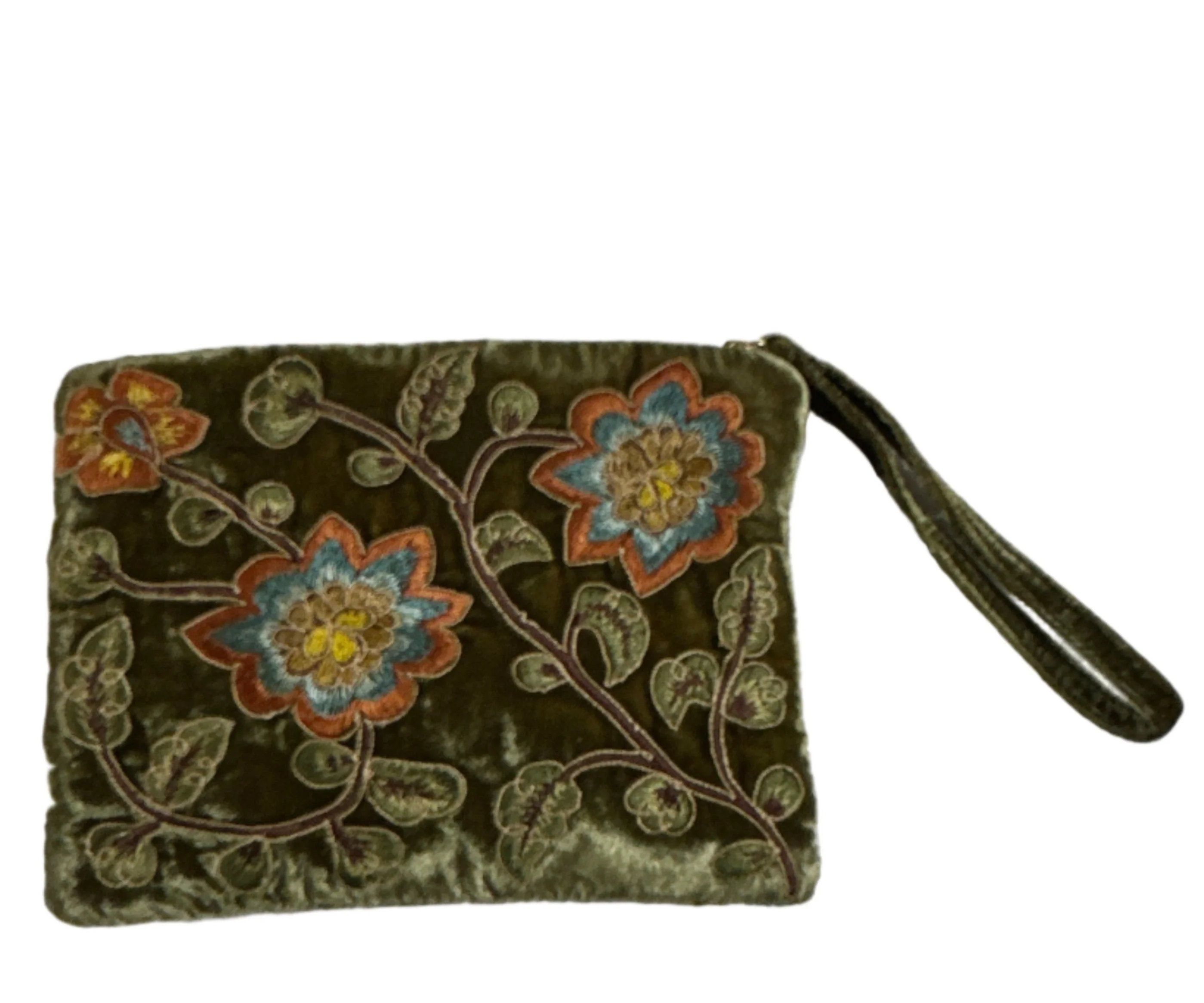 Hand Embroidered Silk Velvet 'Zip Pouch' - Image 4