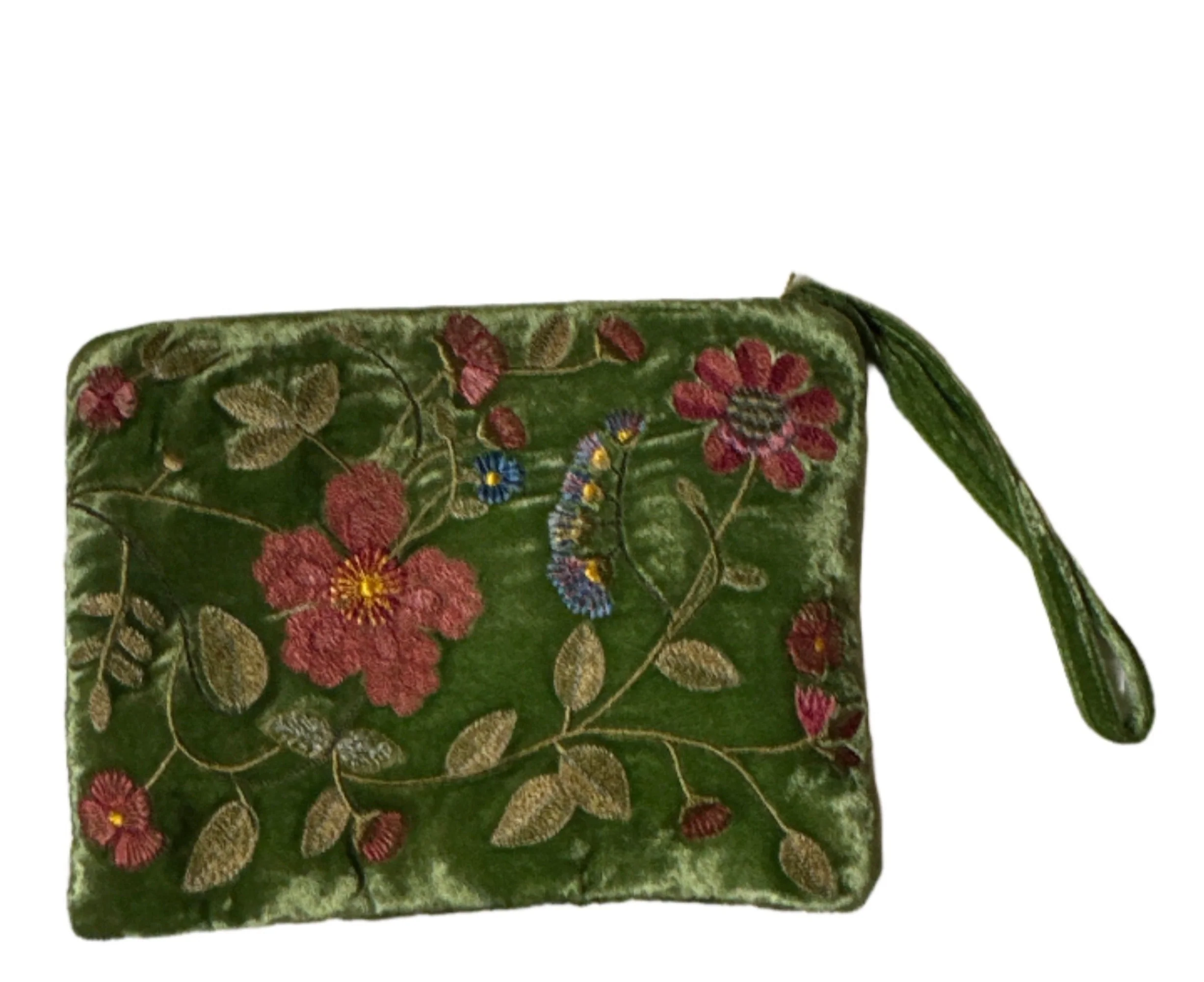 Hand Embroidered Silk Velvet 'Zip Pouch' - Image 6