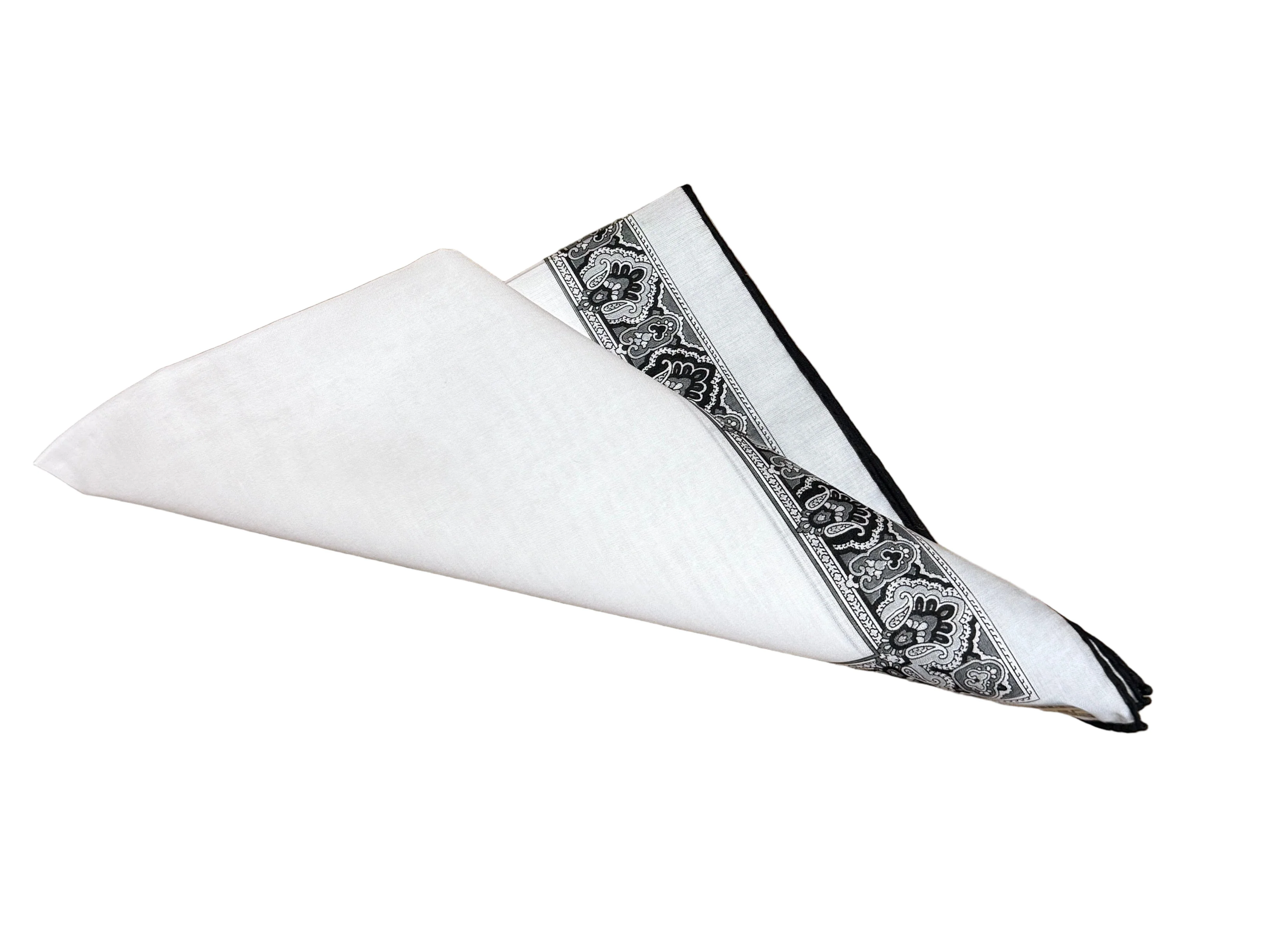 Lehner Men's Swiss Cotton Handkerchiefs - Black Patterned Border - Image 2