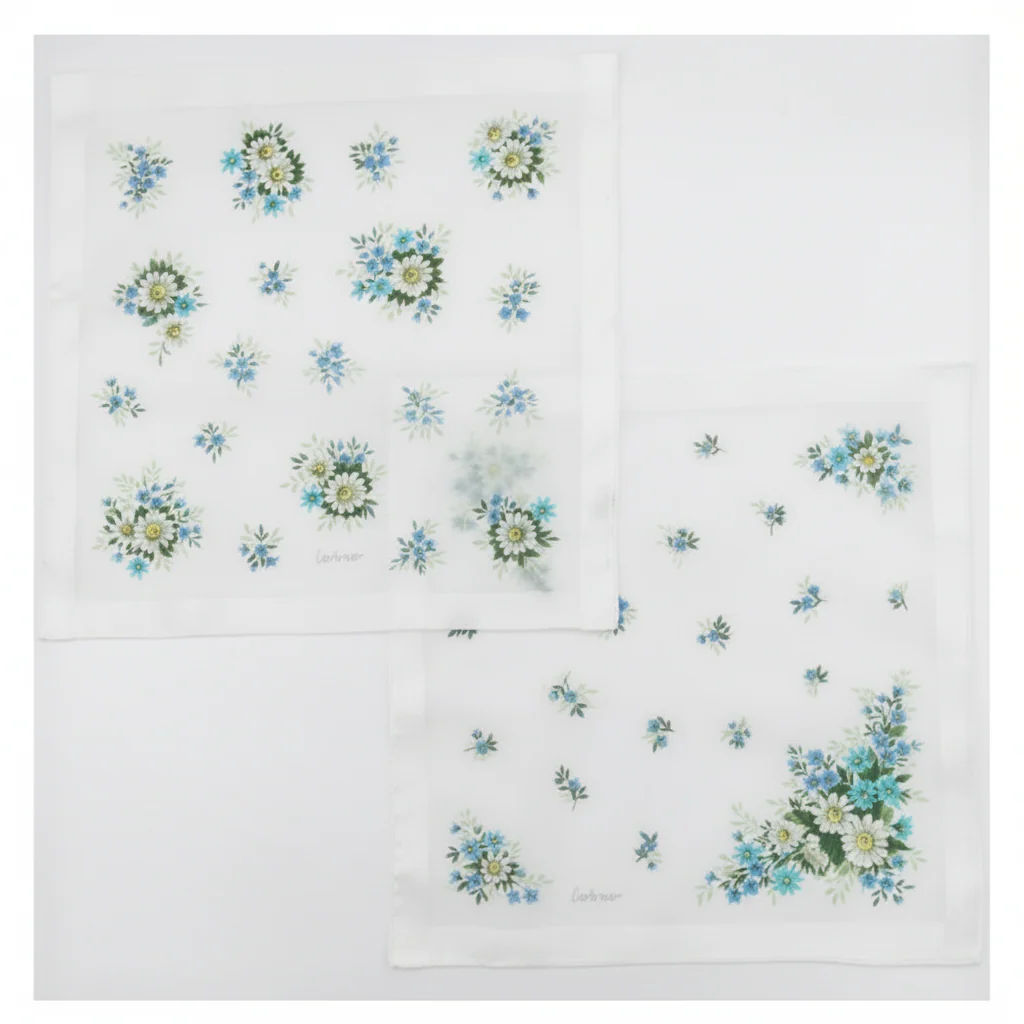 Lehner Swiss Cotton Ladies Handkerchiefs - Assorted Daisy & Forget Me Not - Image 2