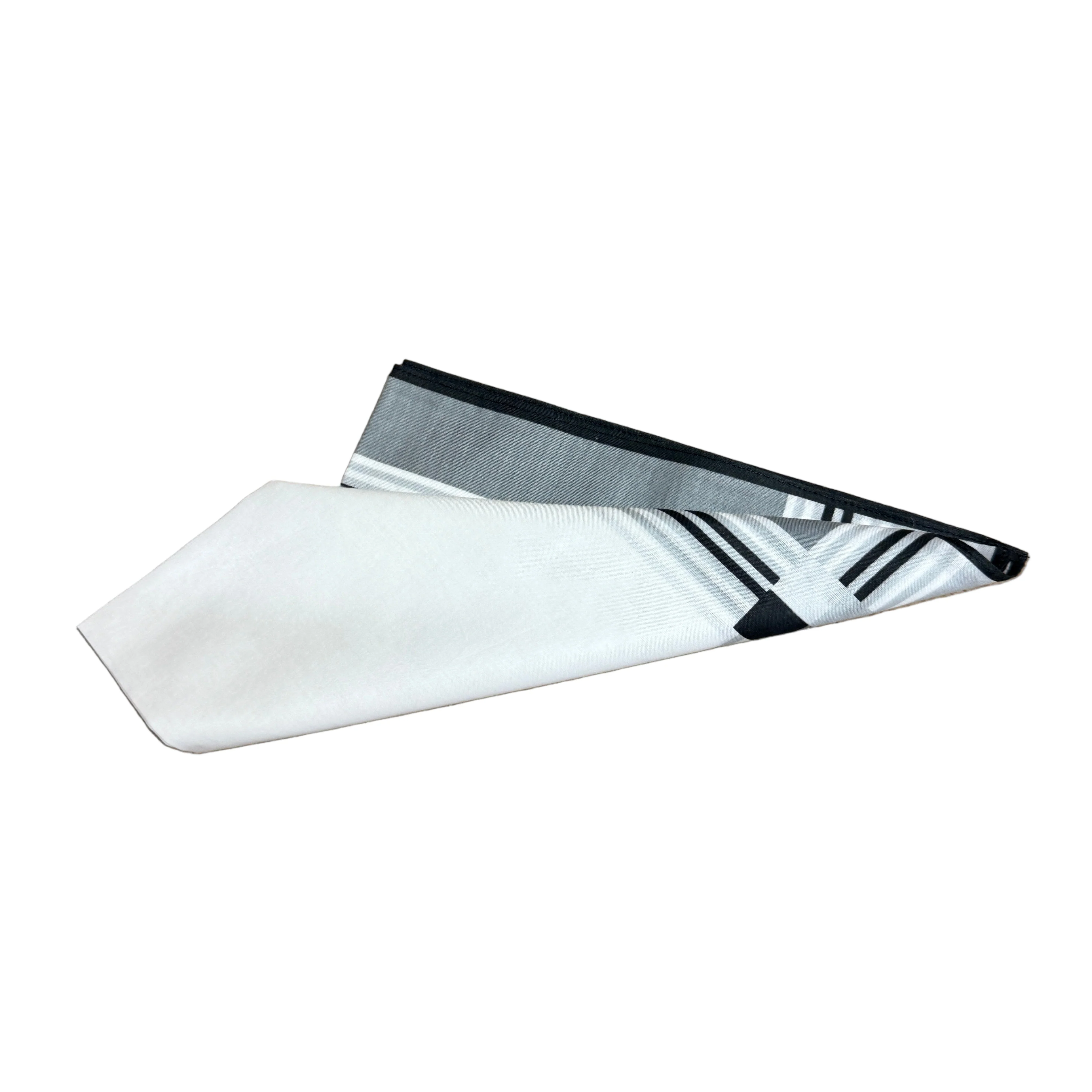Lehner Men's Swiss Cotton Handkerchiefs - Classic Three stripe Border - Image 4