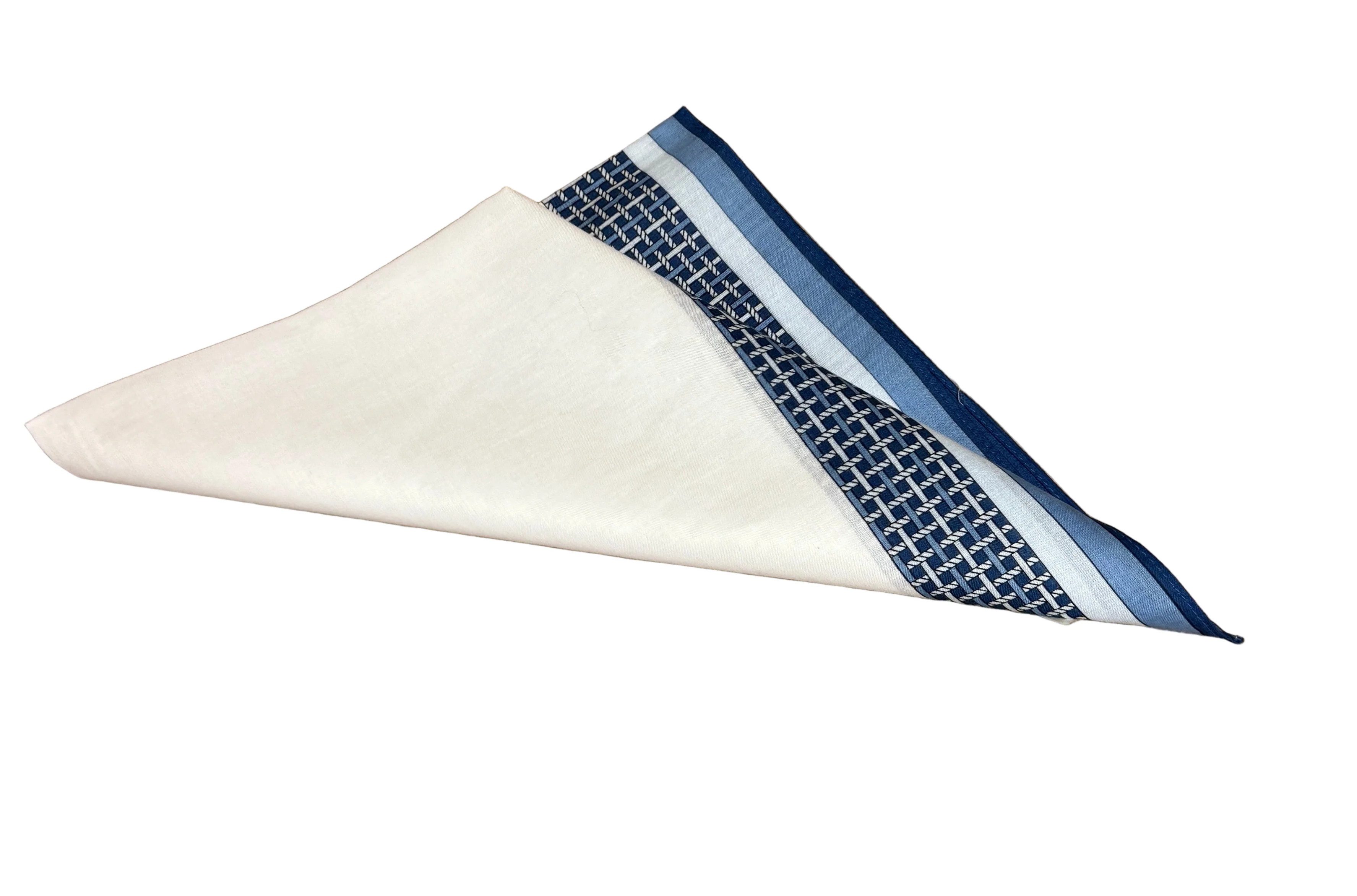 Lehner Men's Swiss Cotton Handkerchiefs - Lattice Border Design - Image 5