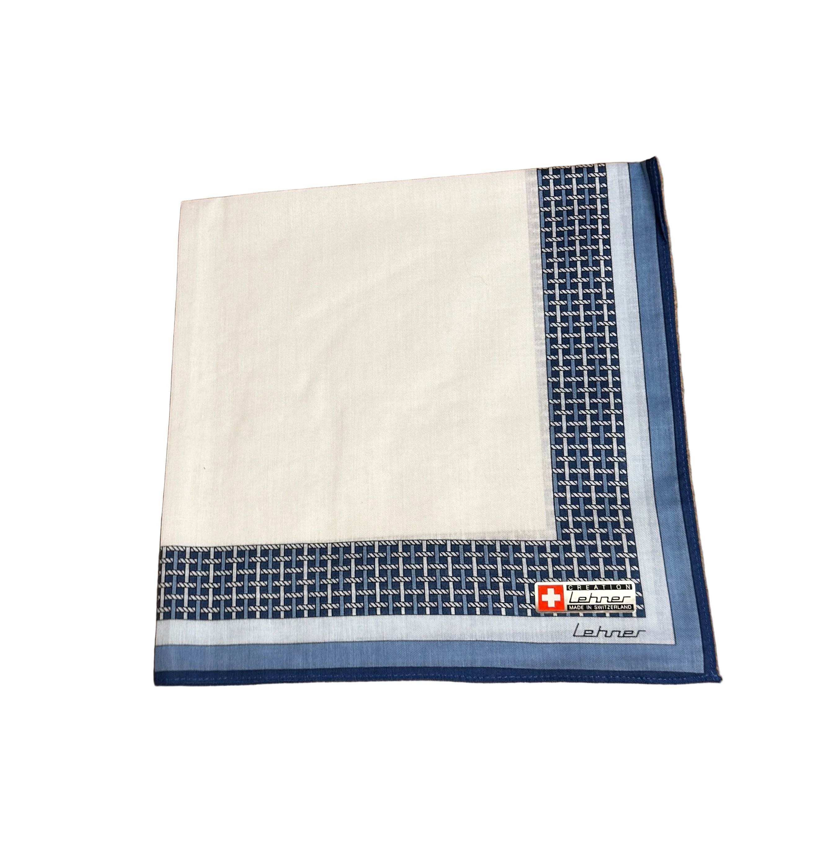 Lehner Men's Swiss Cotton Handkerchiefs - Lattice Border Design - Image 6