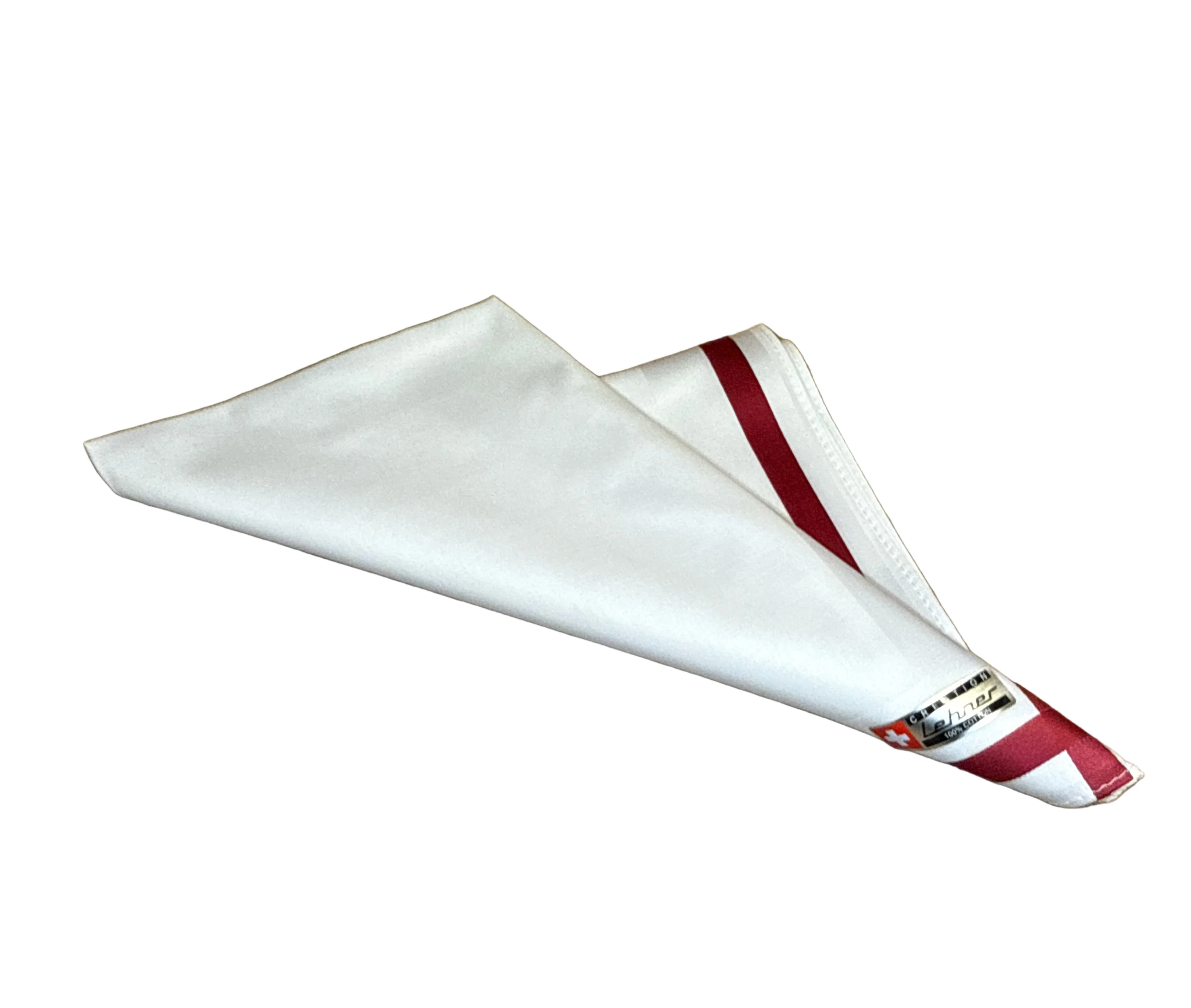 Lehner Men's Swiss Cotton Handkerchiefs - Bordeaux Border - Image 2