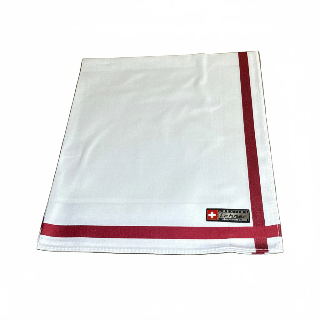 Lehner Men's Swiss Cotton Handkerchiefs - Bordeaux Border - Image 3