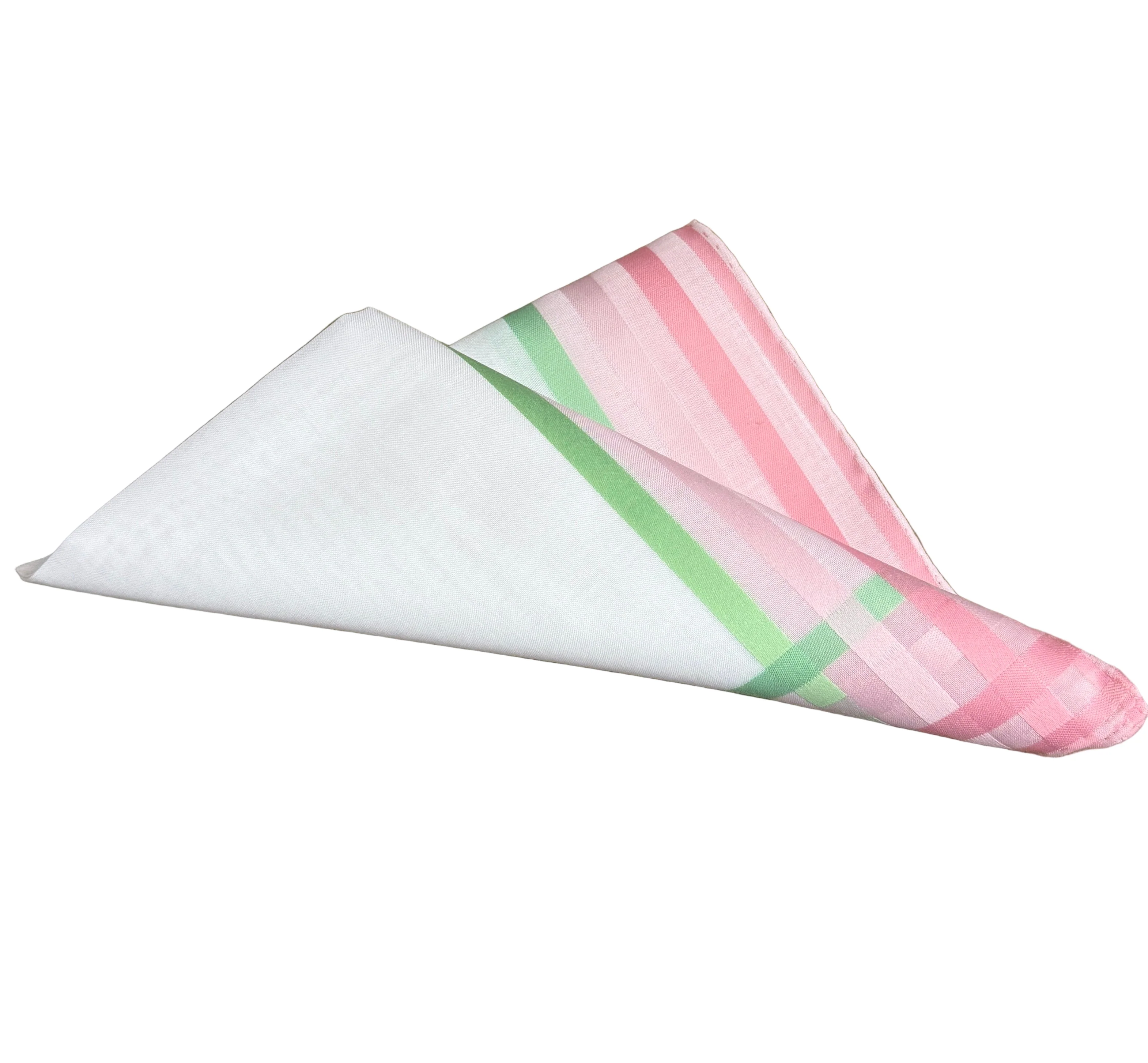 Lehner Ladies Swiss Cotton Handkerchiefs - Multi Stripe Border - Image 2