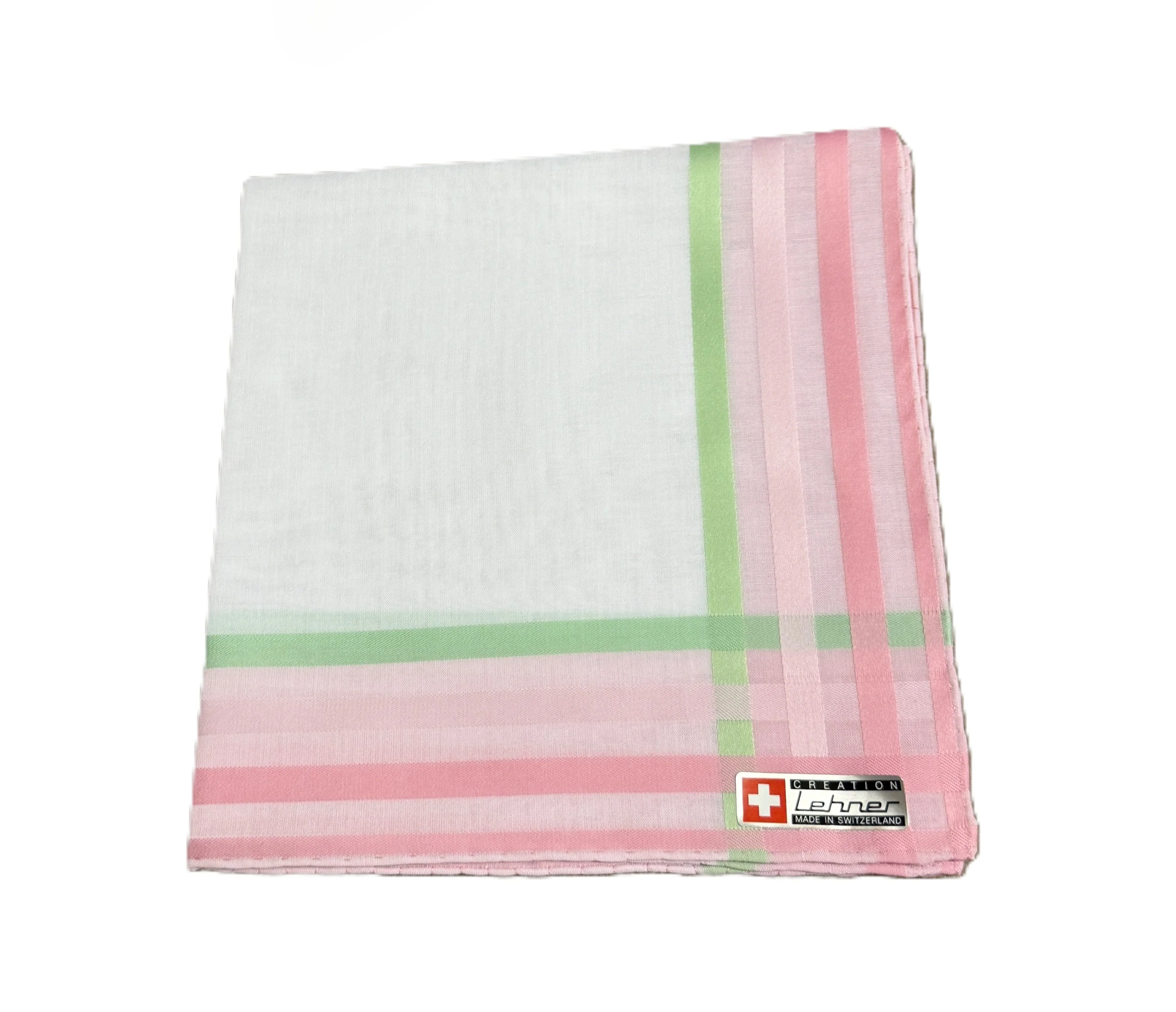 Lehner Ladies Swiss Cotton Handkerchiefs - Multi Stripe Border - Image 3