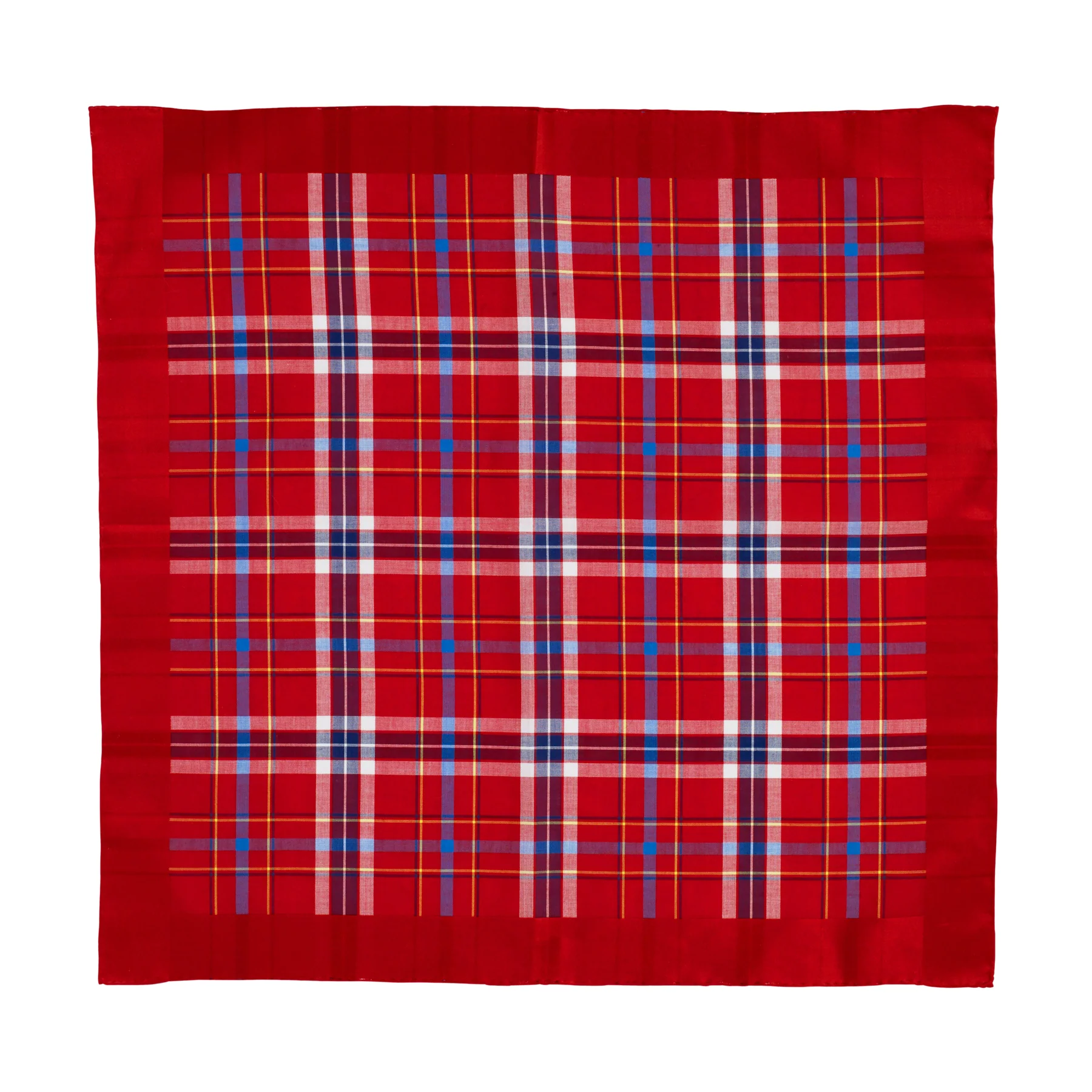 Lehner Men's Swiss Cotton Handkerchief - Red Tartan - Image 2