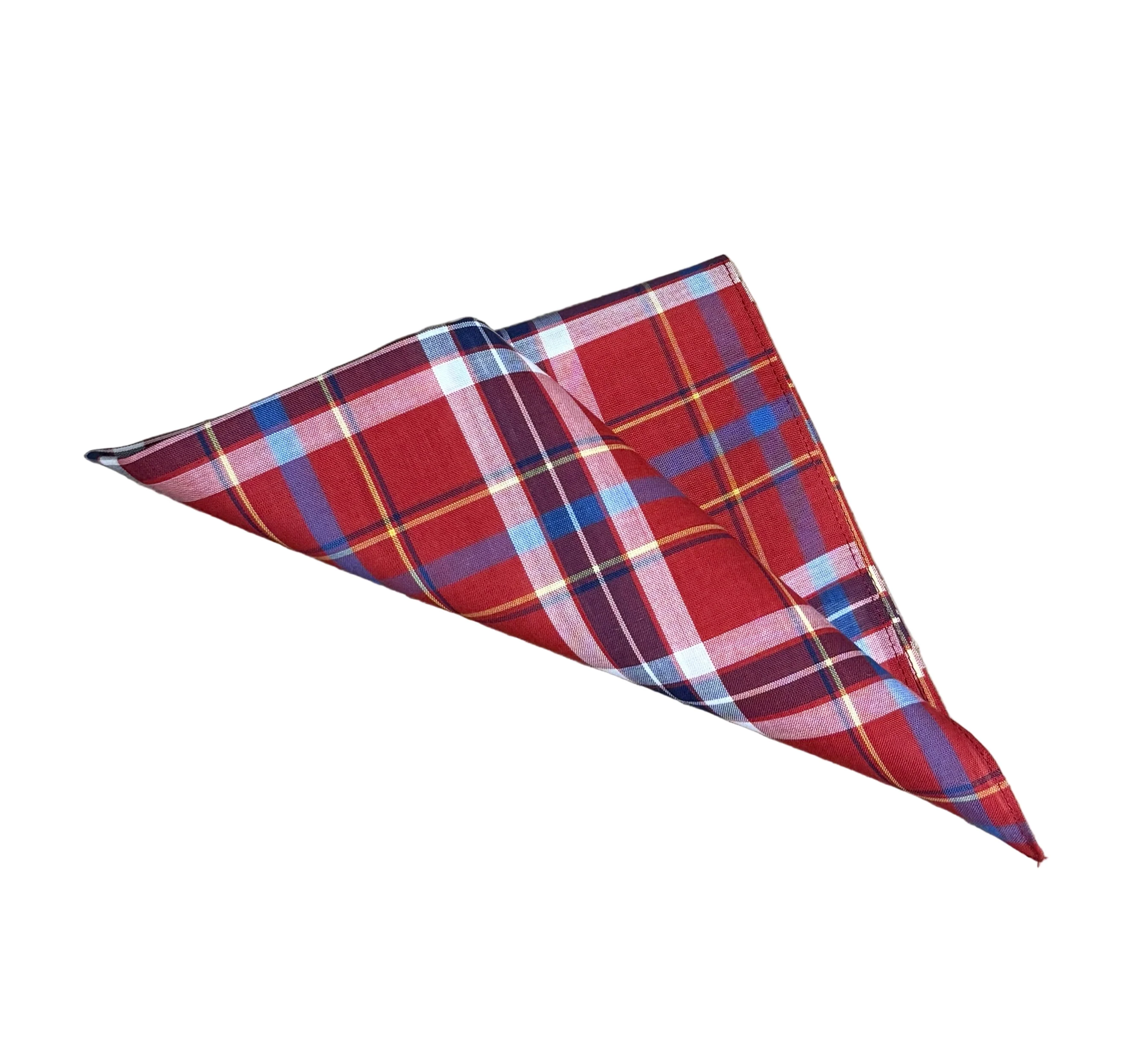 Lehner Ladies Swiss Cotton Handkerchiefs - Red Tartan - Image 2