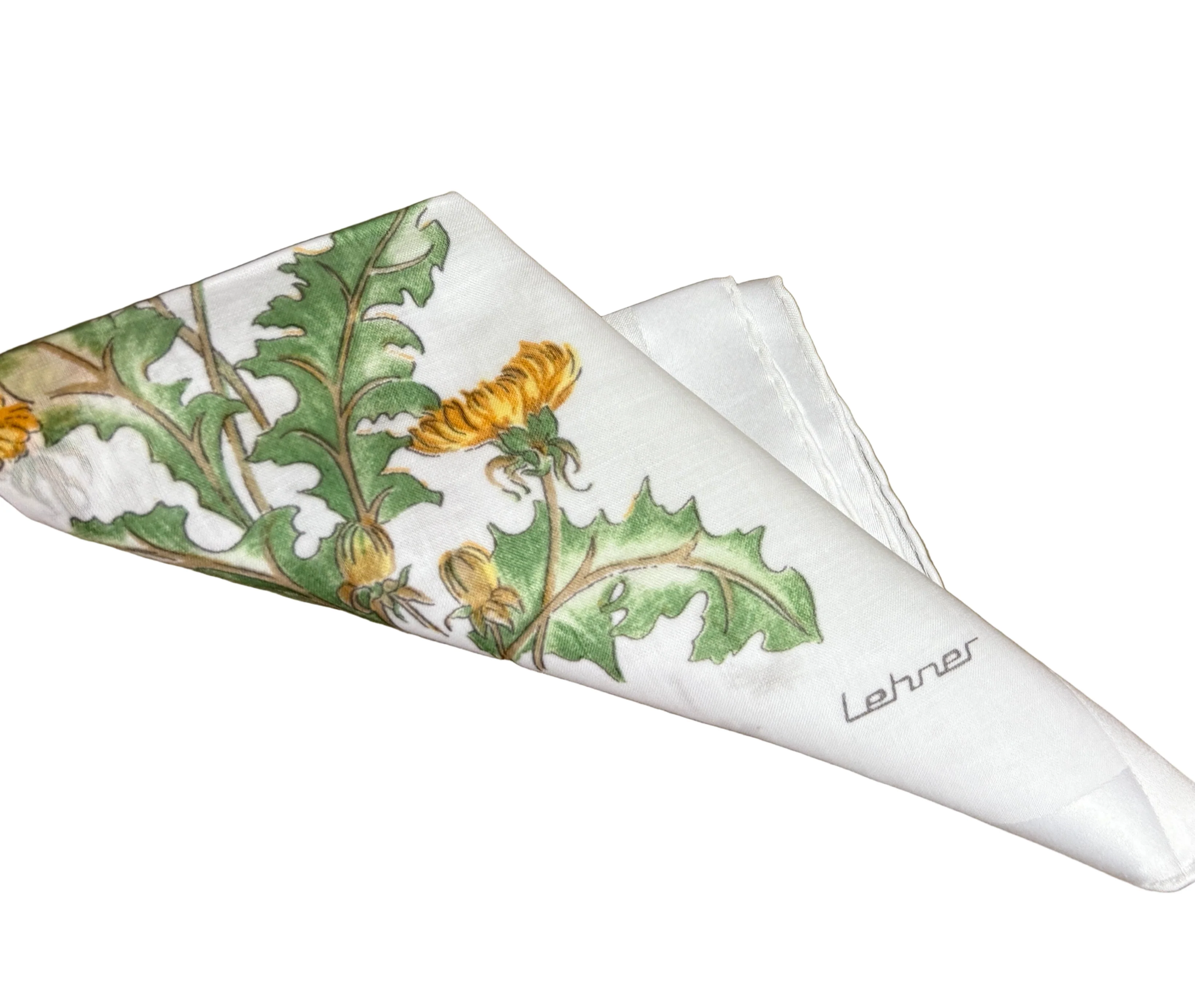 Lehner Swiss Cotton Ladies Handkerchiefs - Assorted Yellow Flower Design - Image 3