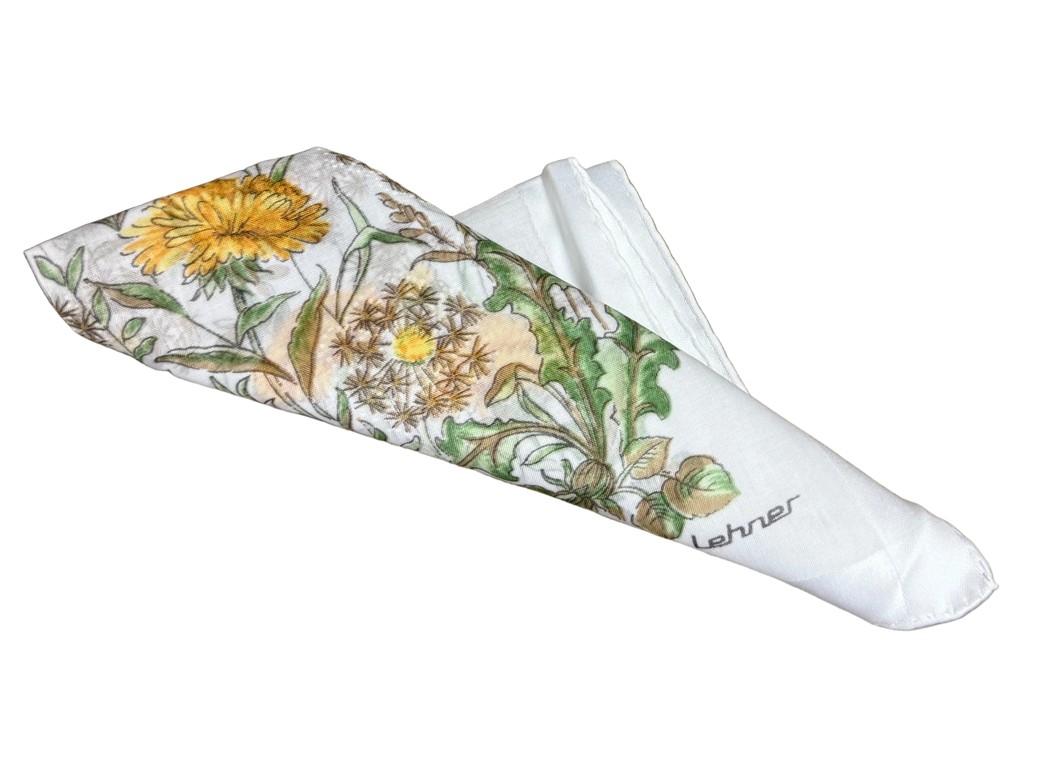 Lehner Swiss Cotton Ladies Handkerchiefs - Assorted Yellow Flower Design - Image 4