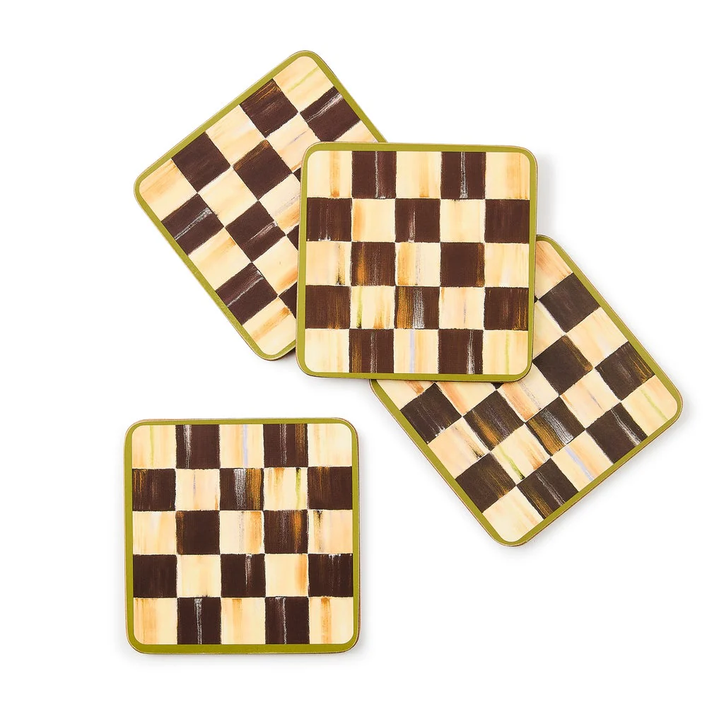 MacKenzie-Childs Courtly Check Set of 4 Cork Back Coasters - Image 2