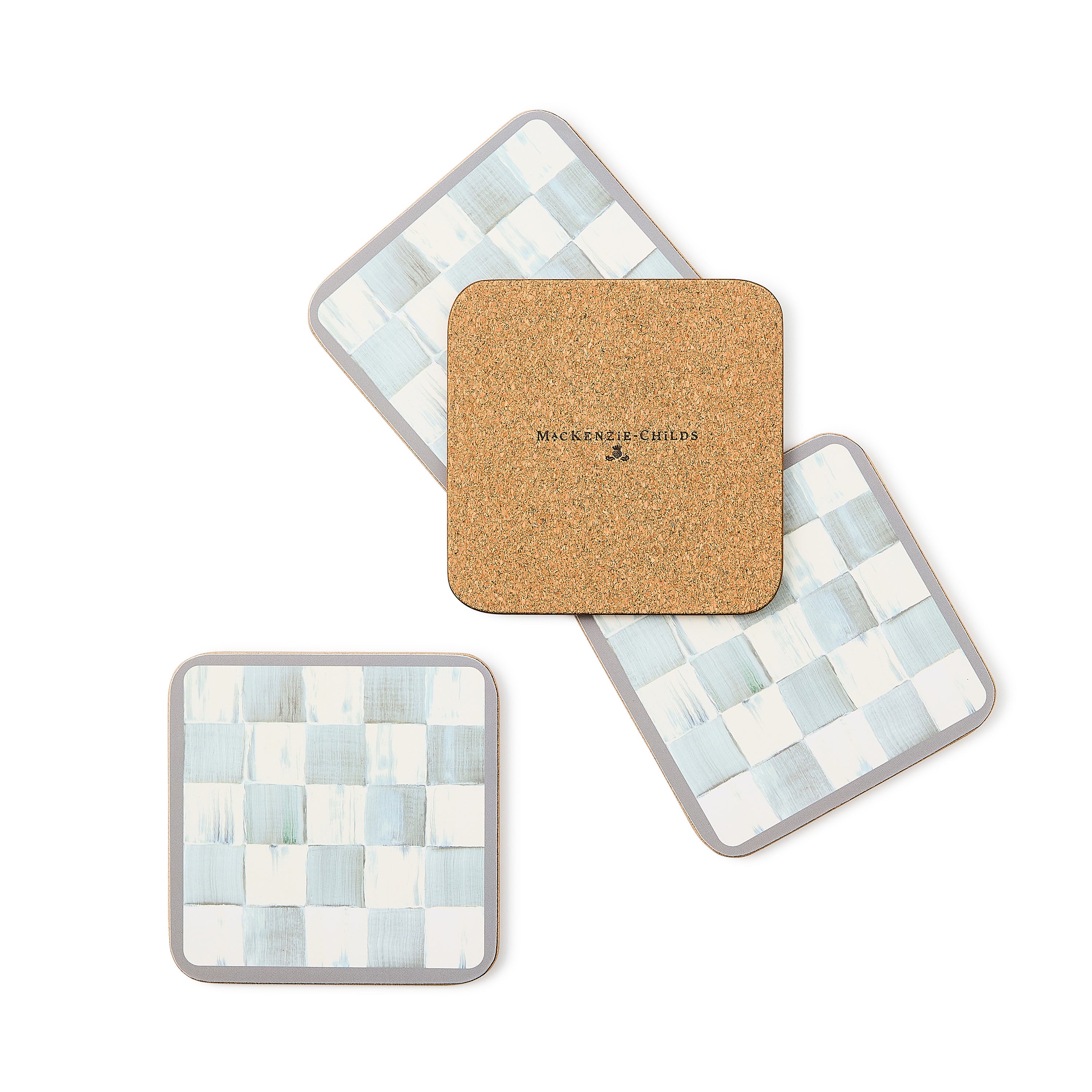 MacKenzie-Childs Sterling Check Cork Back Coasters (Set of 4) - Image 2