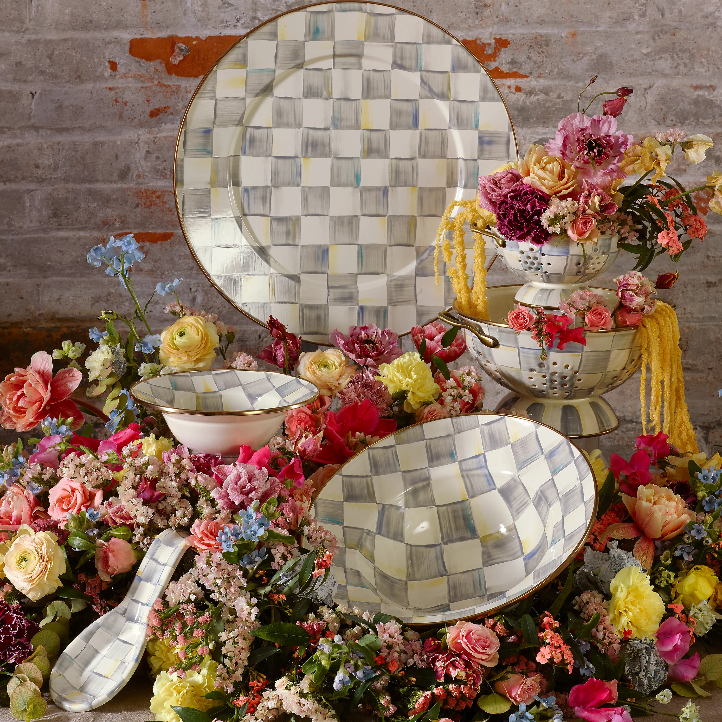 MacKenzie-Childs Sterling Check Enamelware Bowls