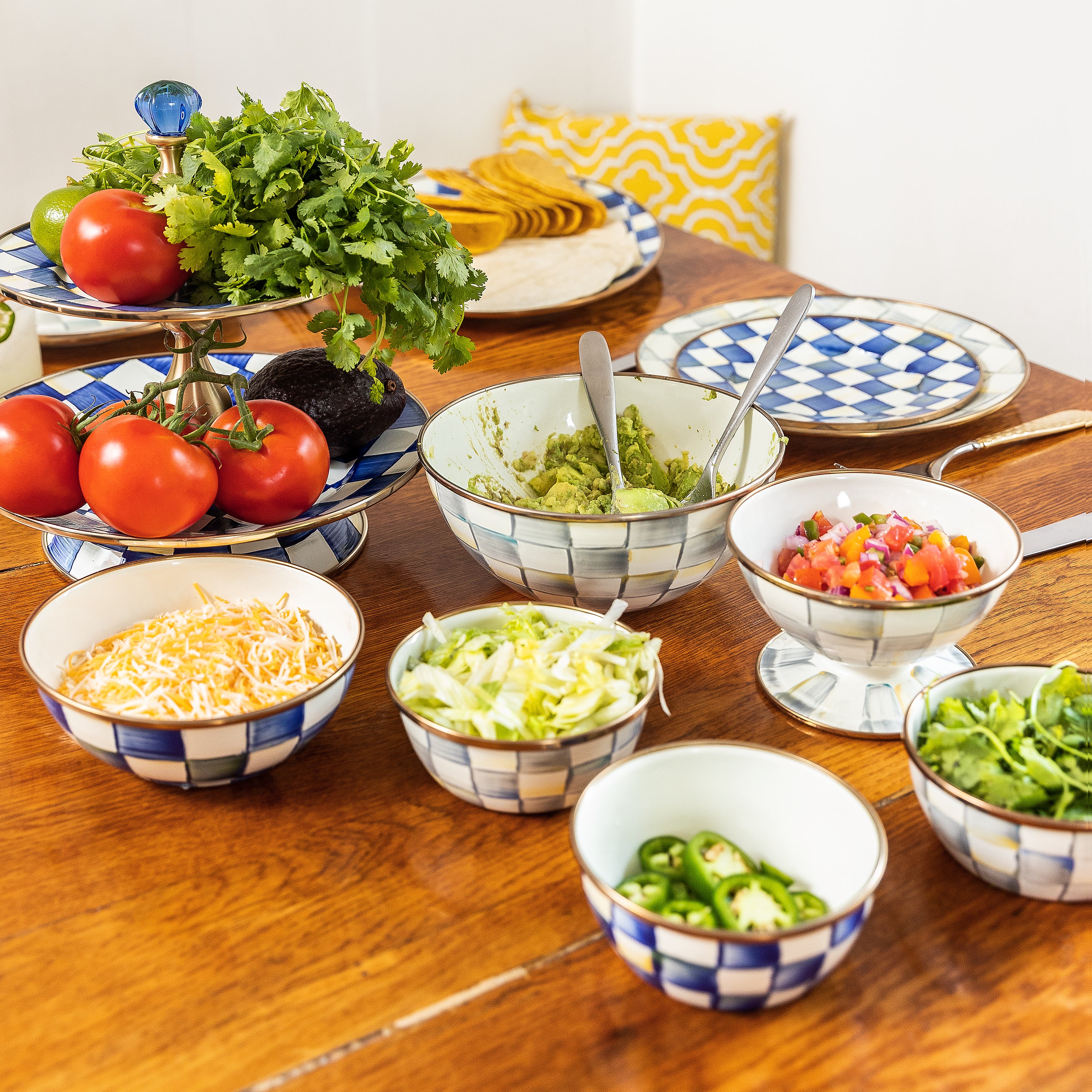 MacKenzie-Childs Sterling Check Enamelware Bowls - Image 3