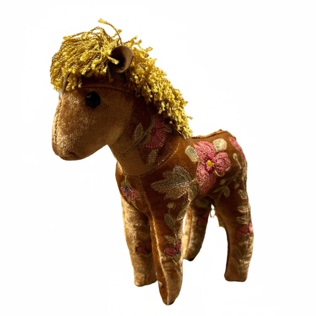 Megan Horse Hand Embroidered Silk Velvet Animal - Image 3