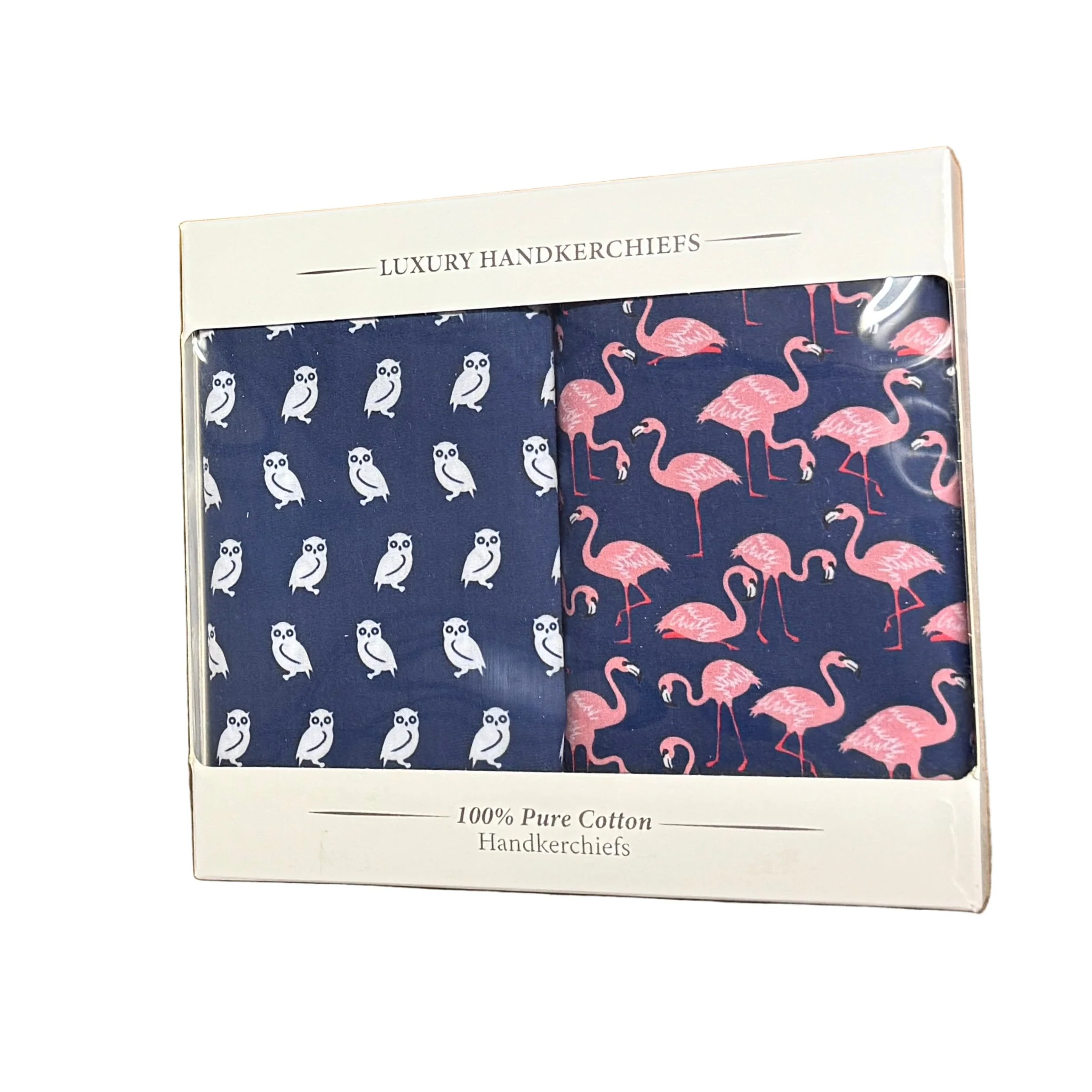 Men's Cotton Handkerchiefs - Owl & Flamingo Box of 2 - Image 2