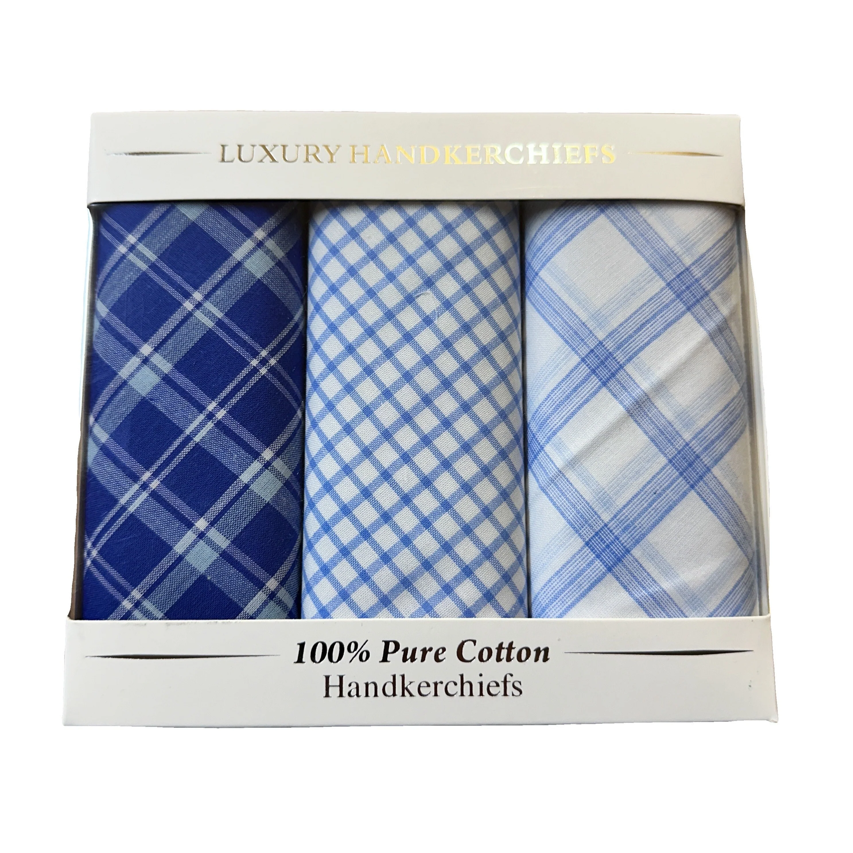 Men's Cotton Handkerchiefs - Check Pattern (Box of 3) - Image 2