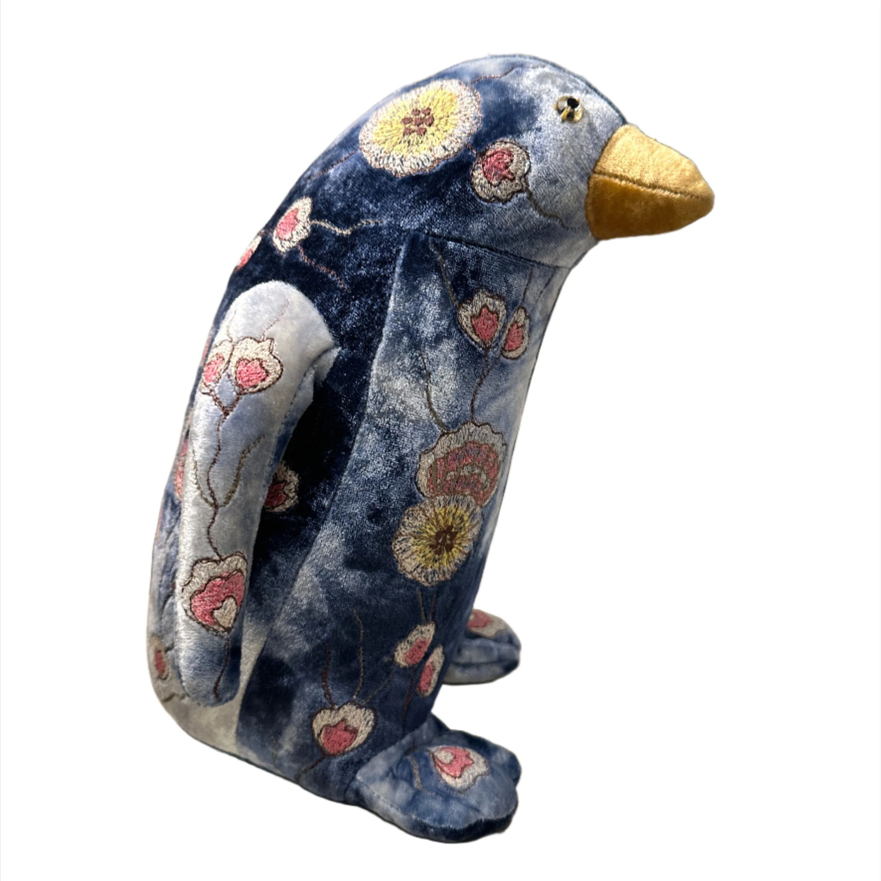 Mimosa Penguin Hand Embroidered Silk Velvet Animal - Image 2