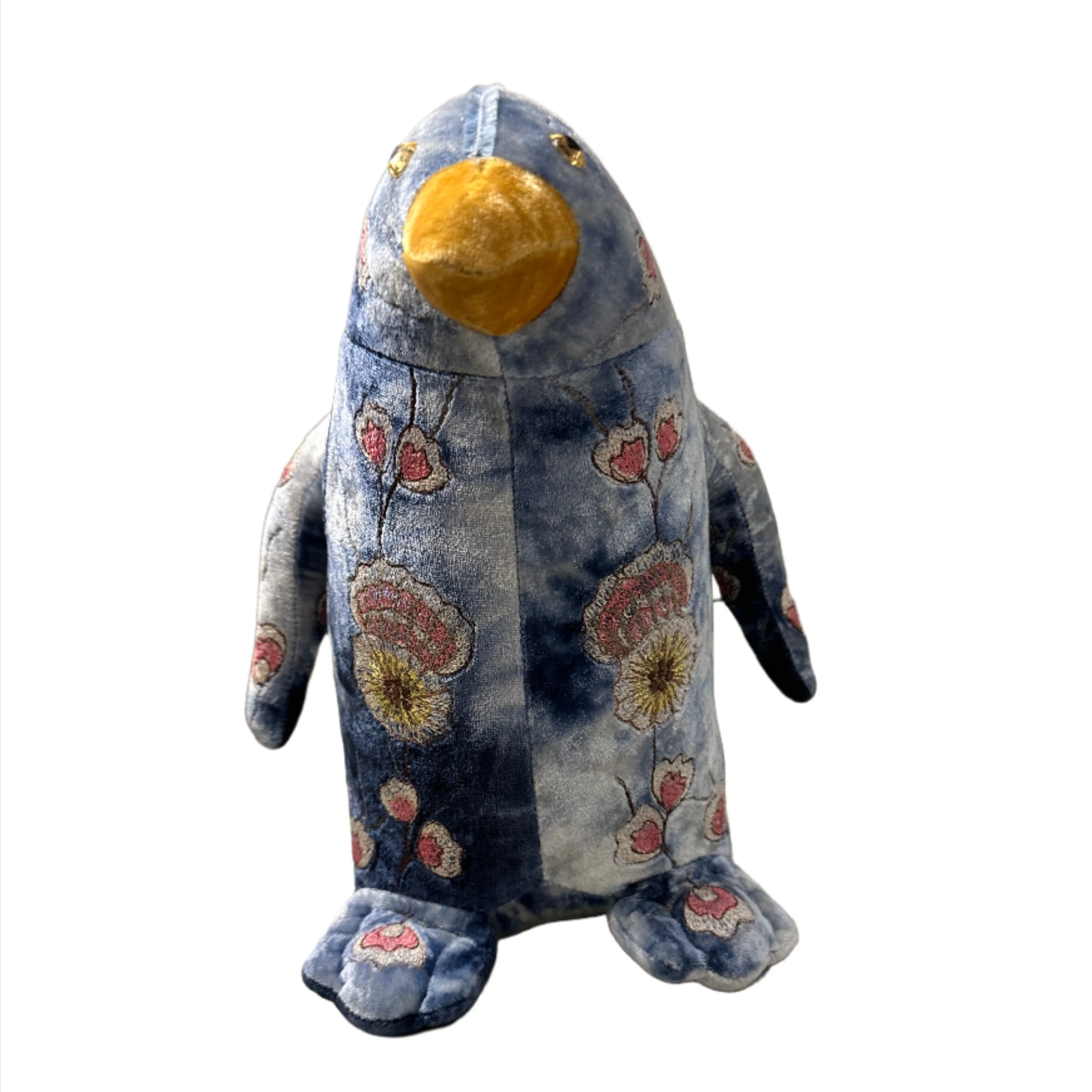 Mimosa Penguin Hand Embroidered Silk Velvet Animal - Image 3