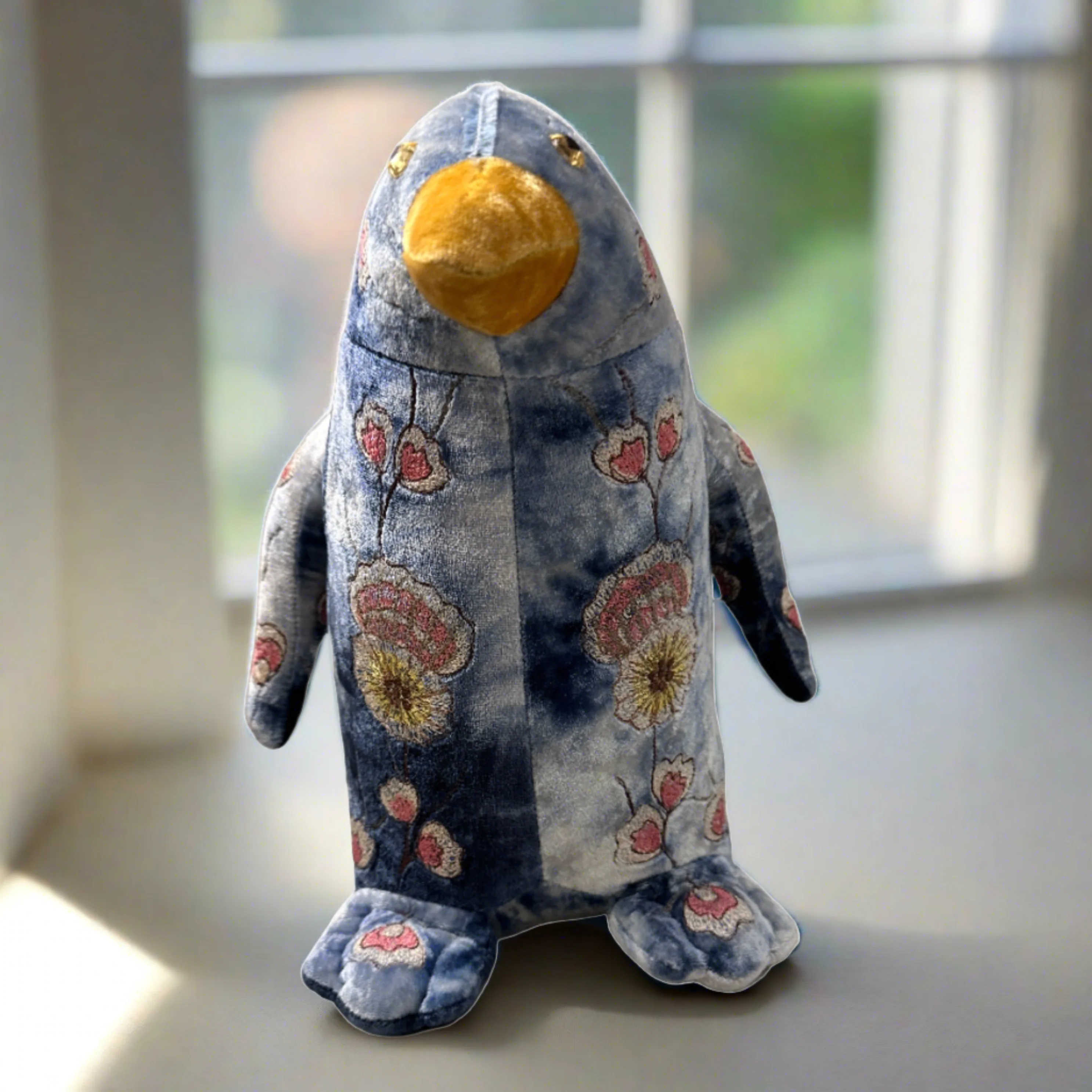 Mimosa Penguin Hand Embroidered Silk Velvet Animal - Image 4