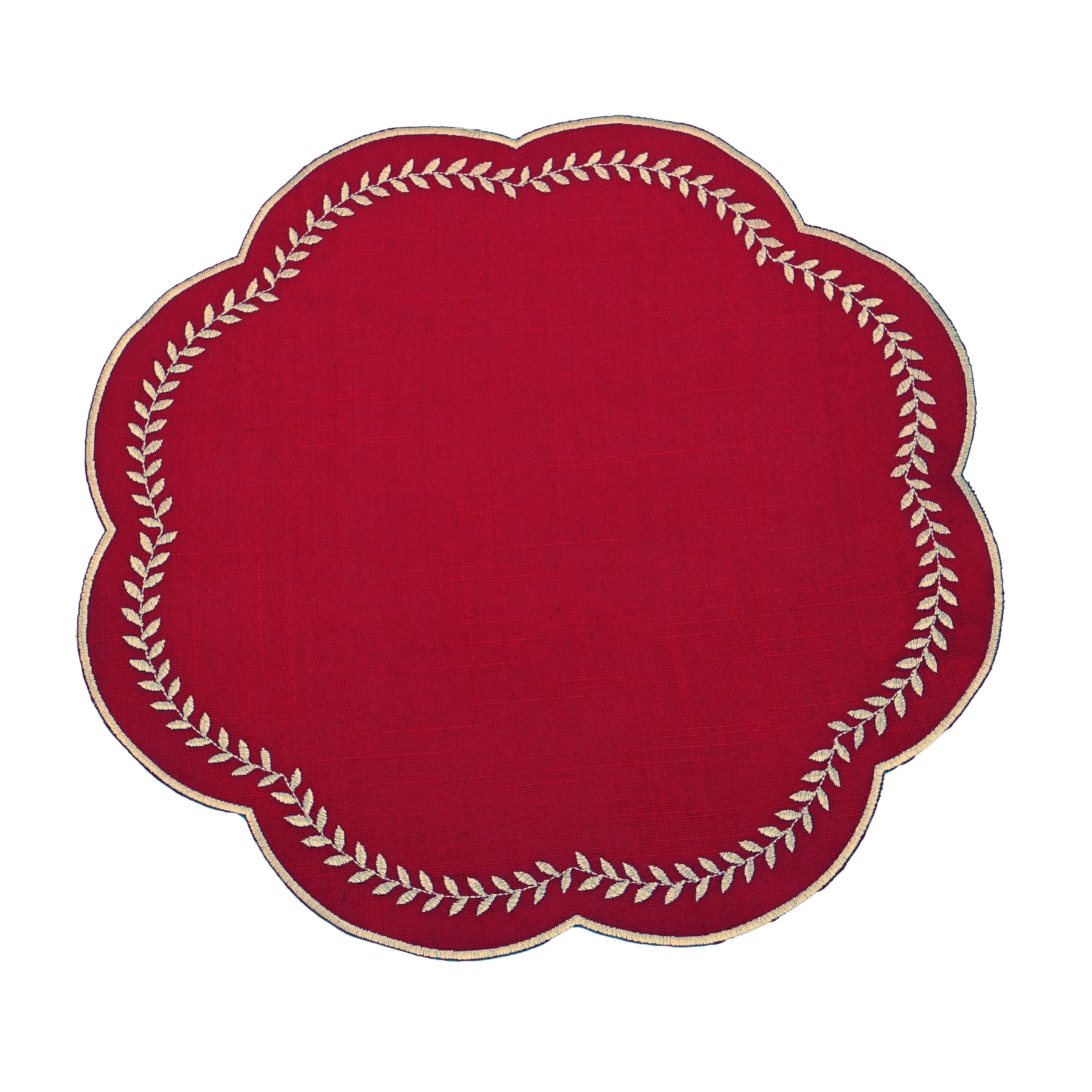 Scalloped Embroidered Leaf Placemats - Image 3