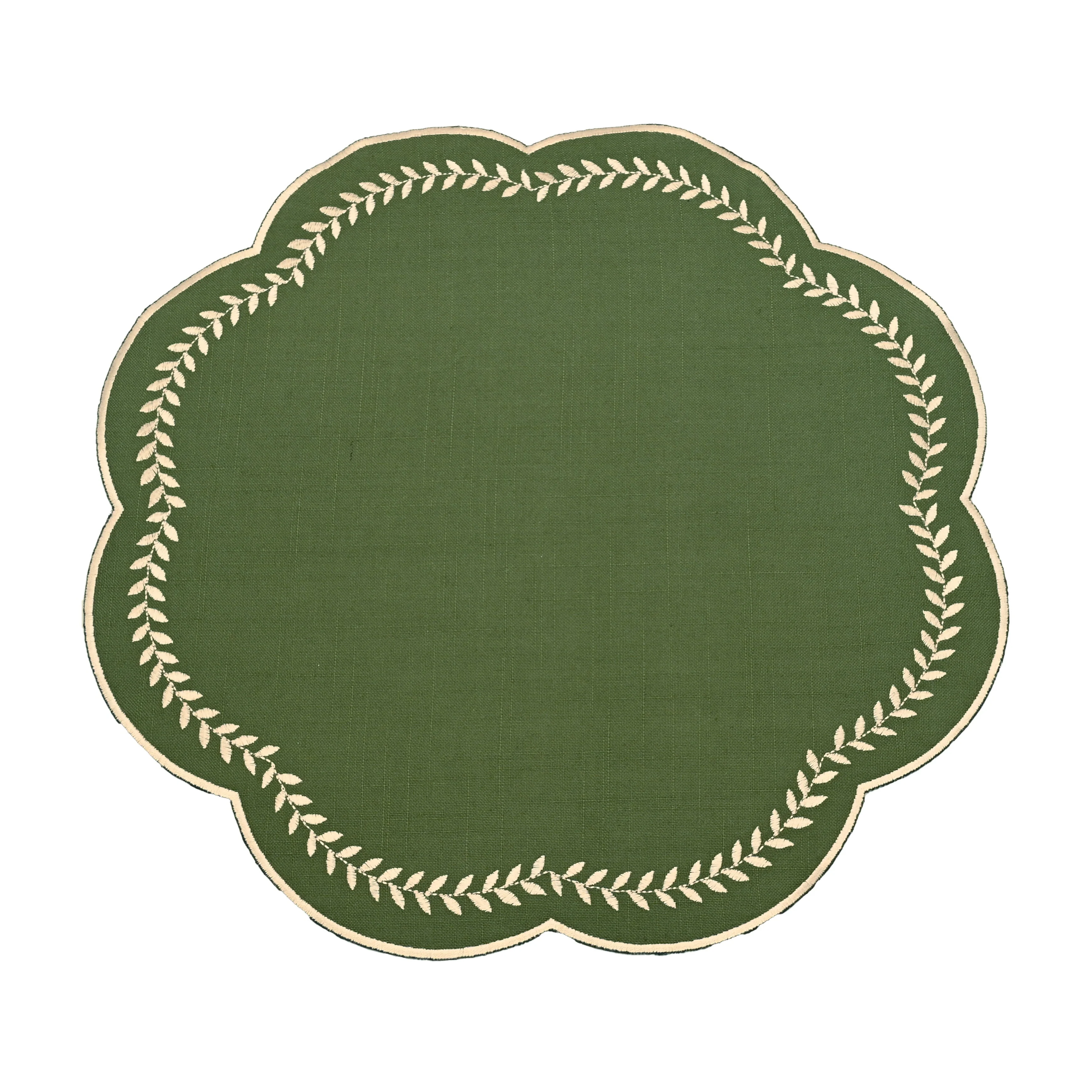Scalloped Embroidered Leaf Placemats - Image 4