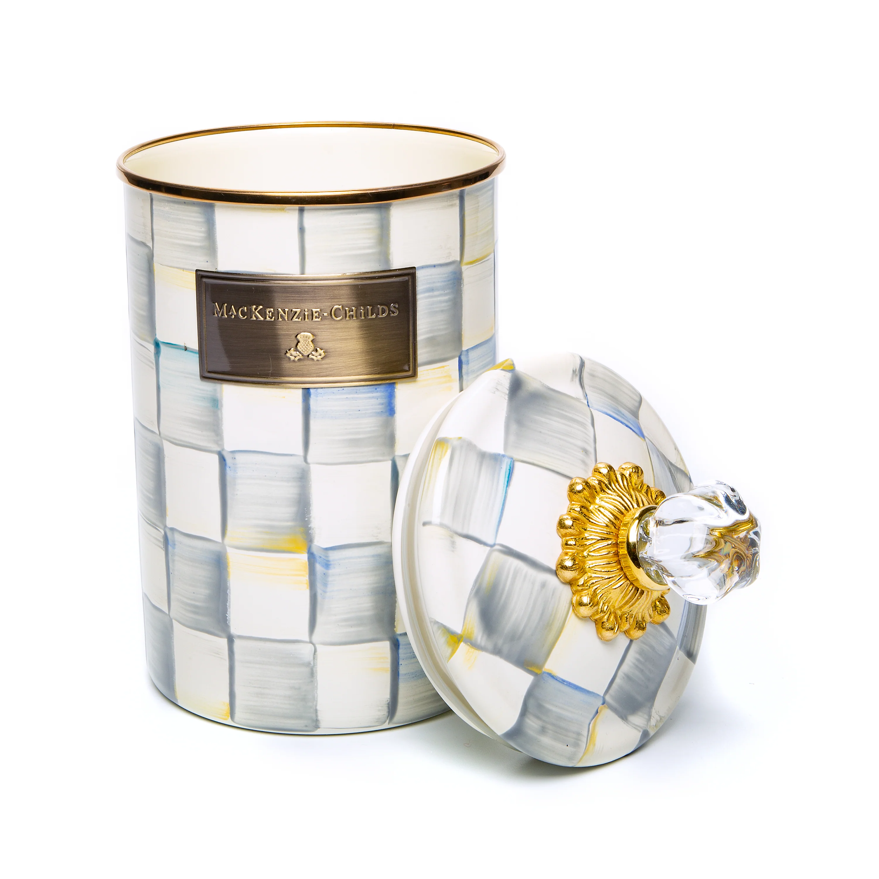 MacKenzie-Childs Sterling Check Enamelware Storage Canisters - Image 2