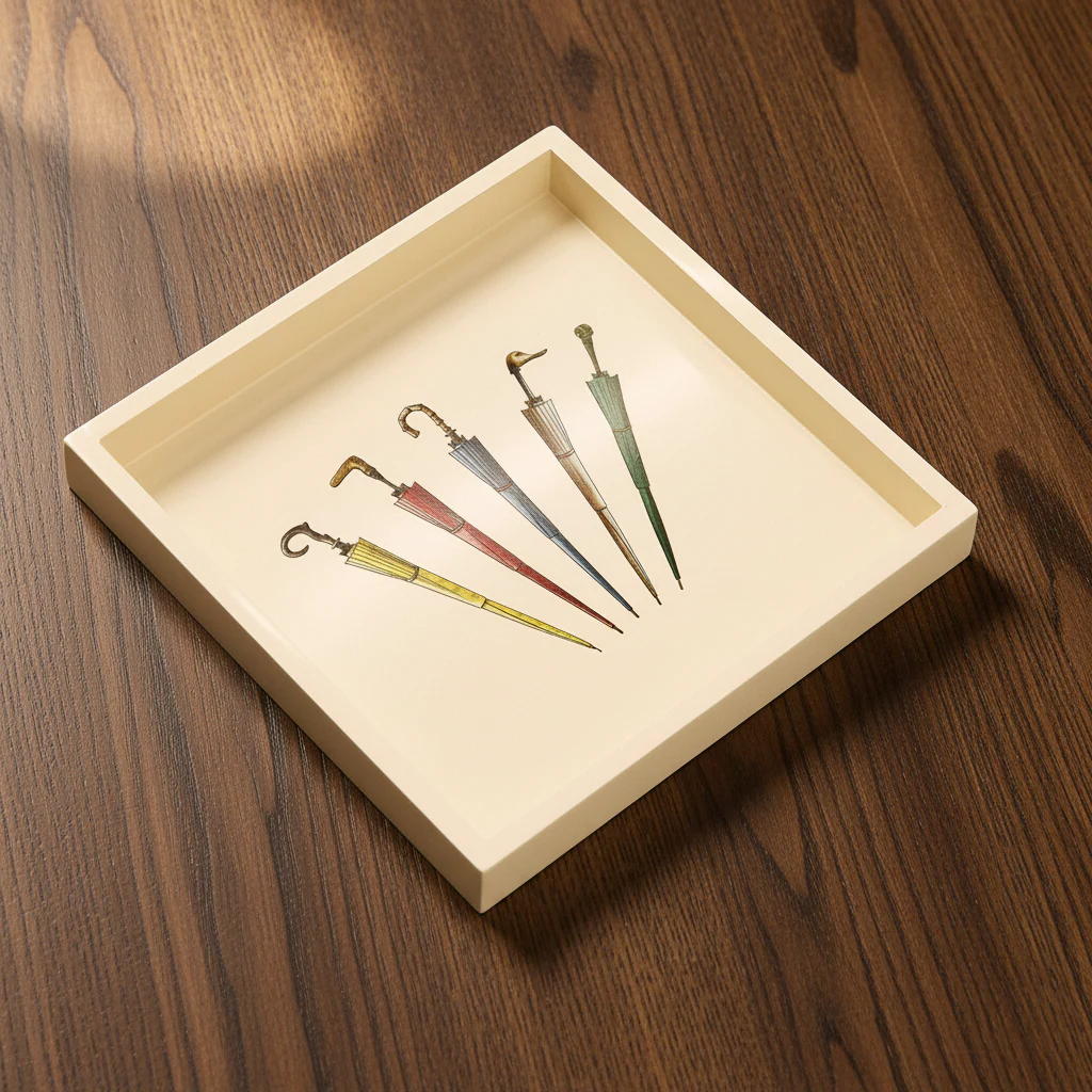 Umbrella Design Lacquer Tray - Image 3