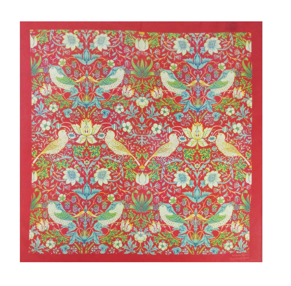 Ladies Hand-Rolled Silk & Cotton Handkerchiefs - William Morris Strawberry Thief - Image 2