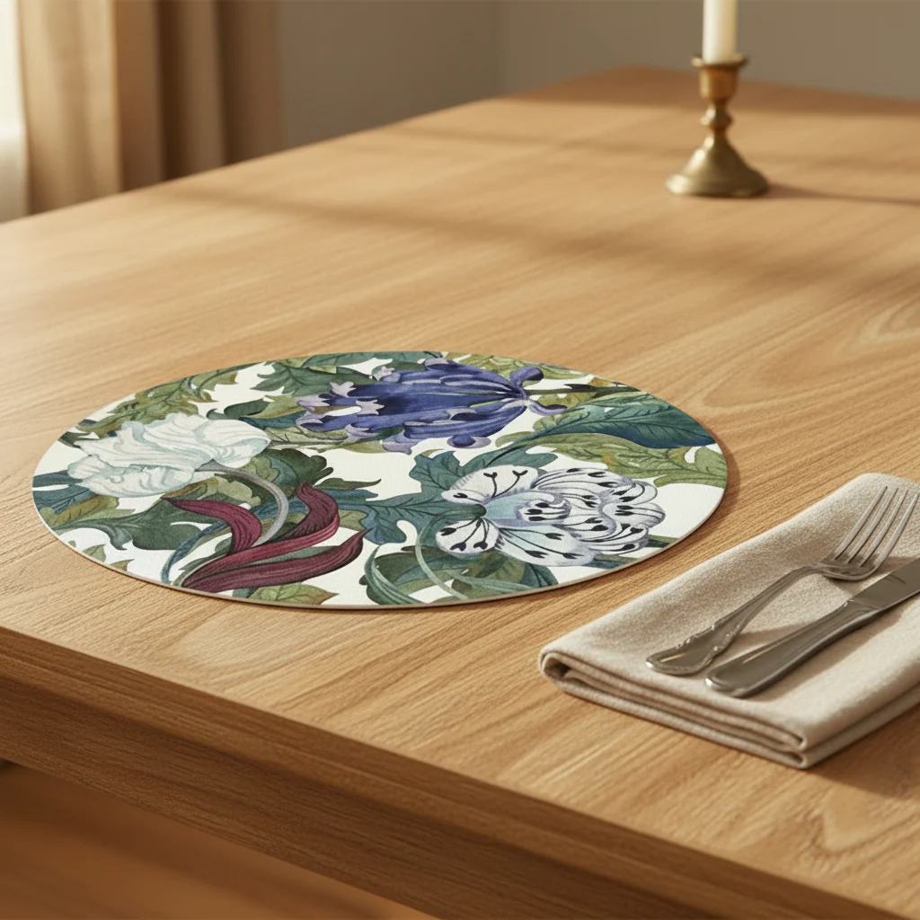 Floral Round Placemat & Coasters - Image 7
